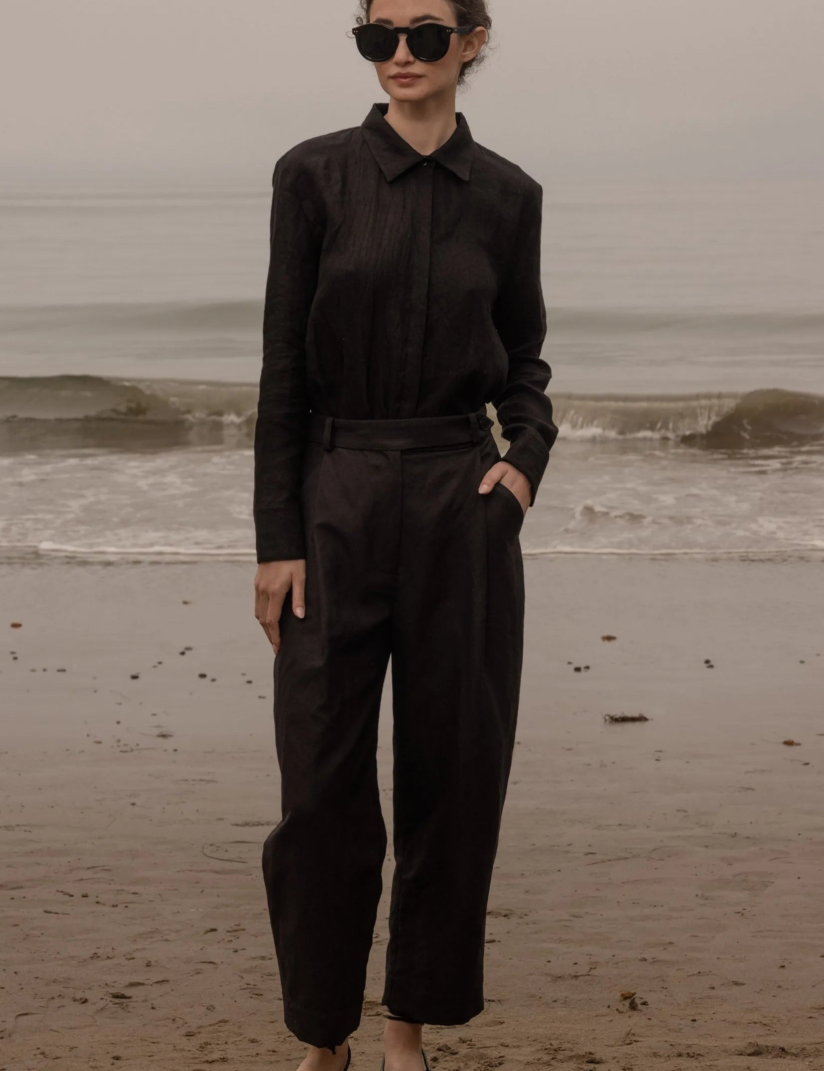 Ami Shirt - Noir Tissue Linen - Heidi Merrick