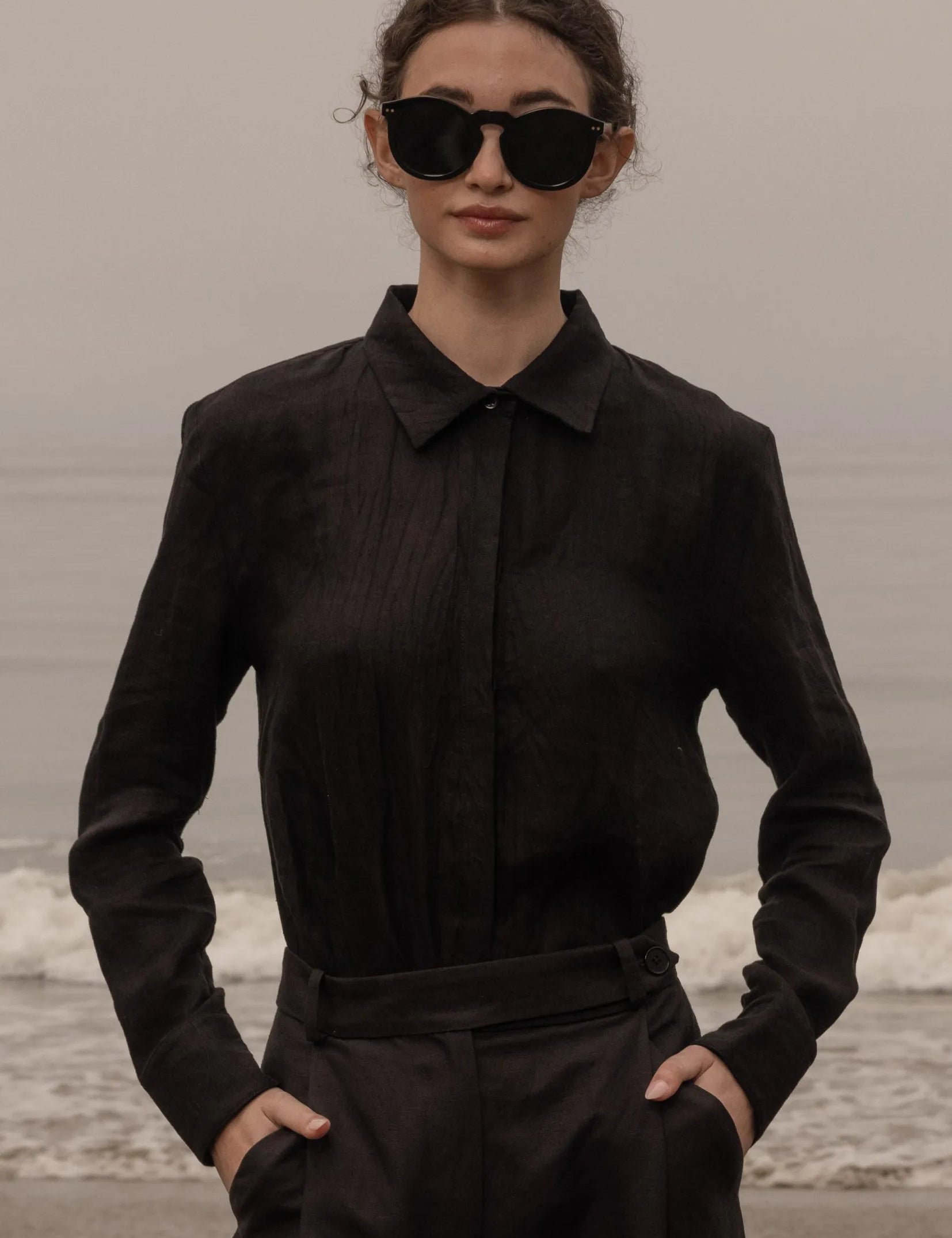 Ami Shirt - Noir Tissue Linen - Heidi Merrick
