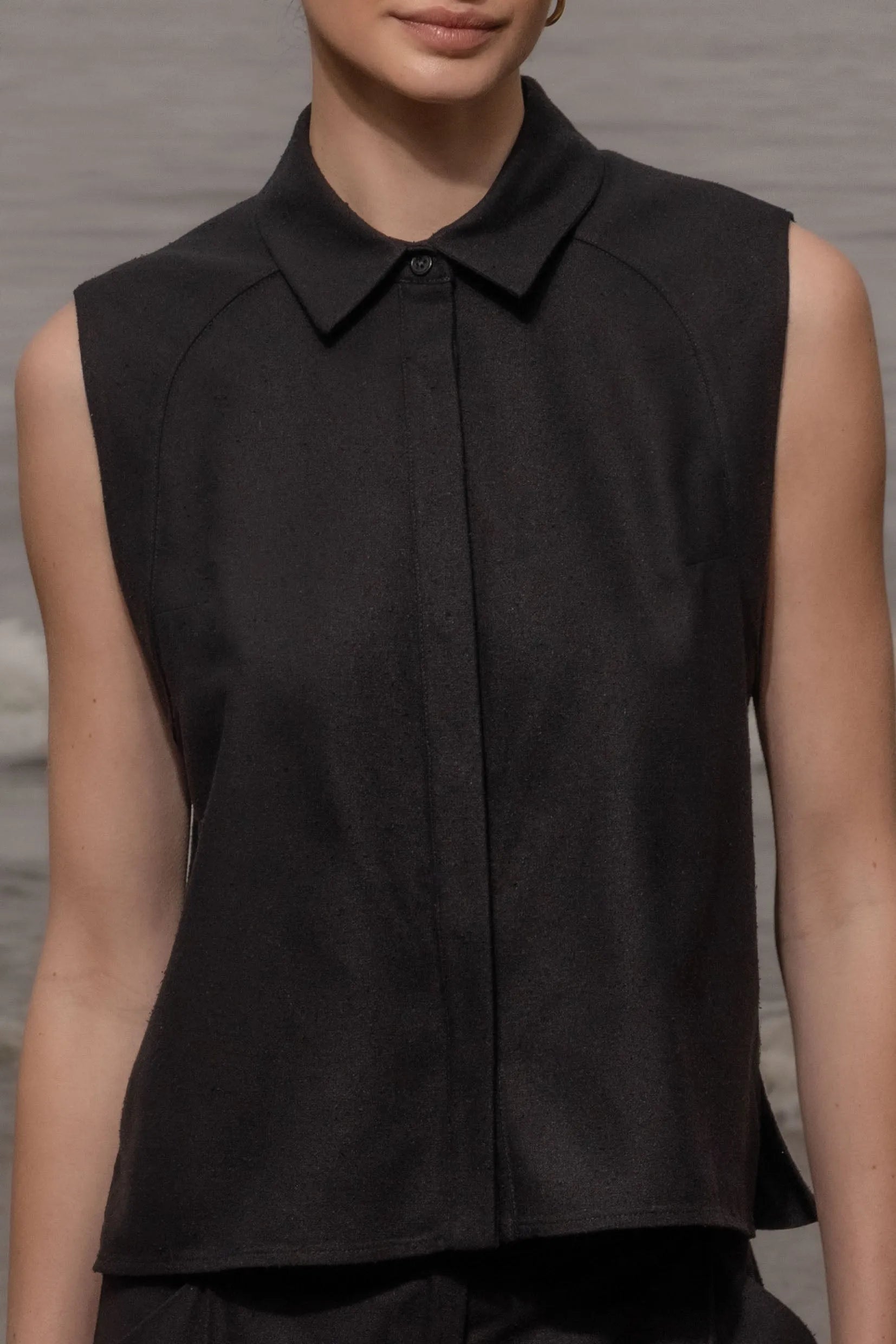Rosie Top - Noir Silk Noil - Heidi Merrick