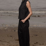 Baptise Pant - Noir Silk Noil - Heidi Merrick