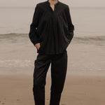 Boyfriend Pant - Black Linen - Heidi Merrick