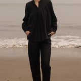 Boyfriend Pant - Black Linen - Heidi Merrick