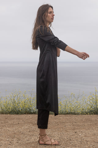 BLAZER DRESS - BLACK SATIN - Heidi Merrick