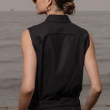 Rosie Top - Noir Silk Noil - Heidi Merrick