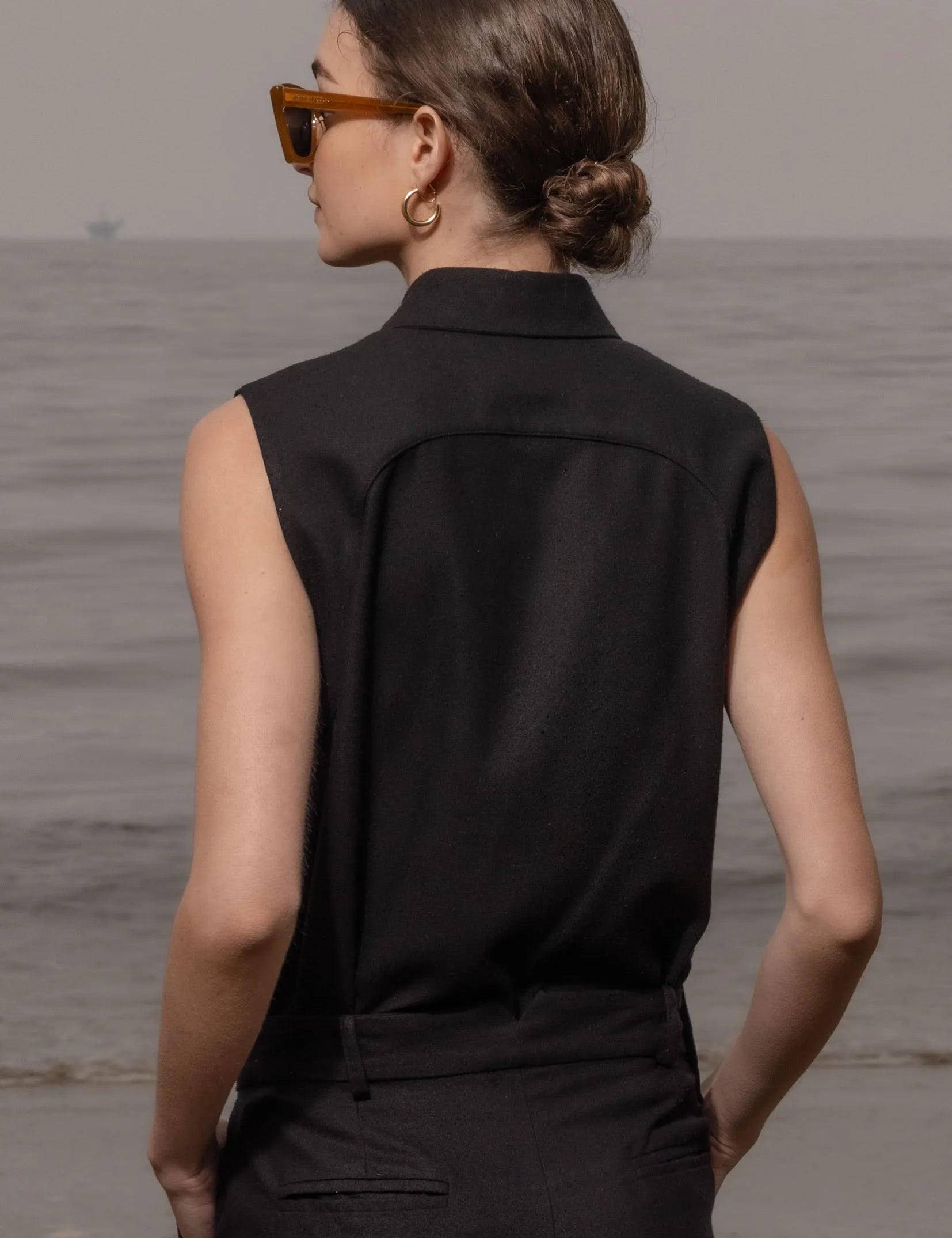 Rosie Top - Noir Silk Noil - Heidi Merrick