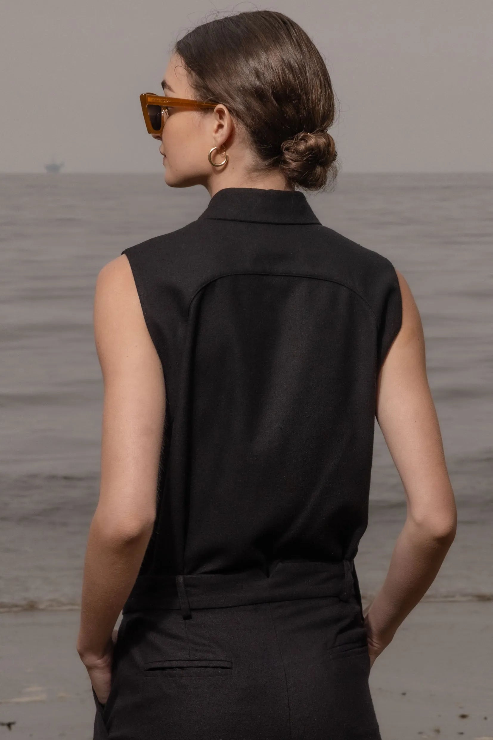 Rosie Top - Noir Silk Noil - Heidi Merrick
