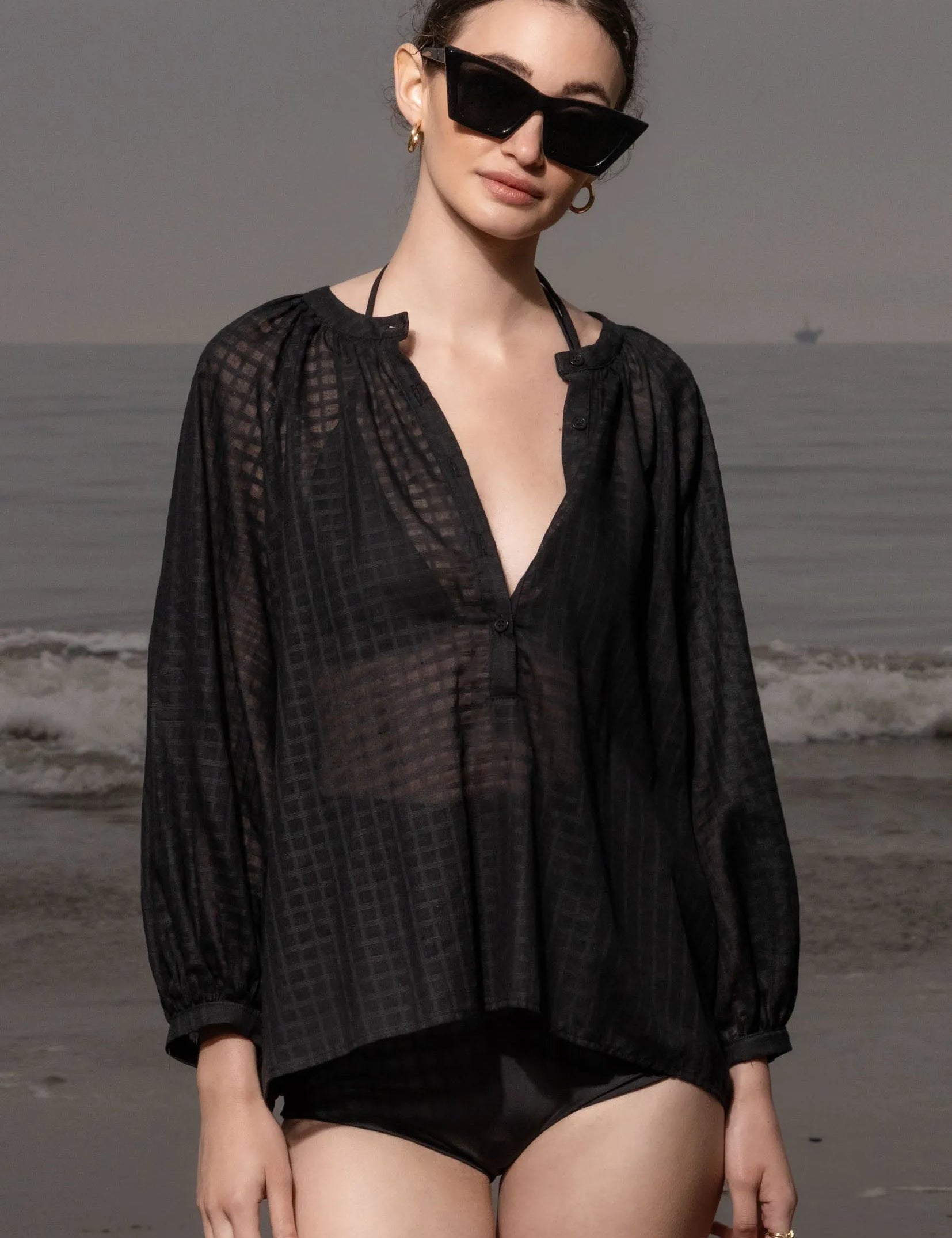 Pia Blouse - Black - Heidi Merrick