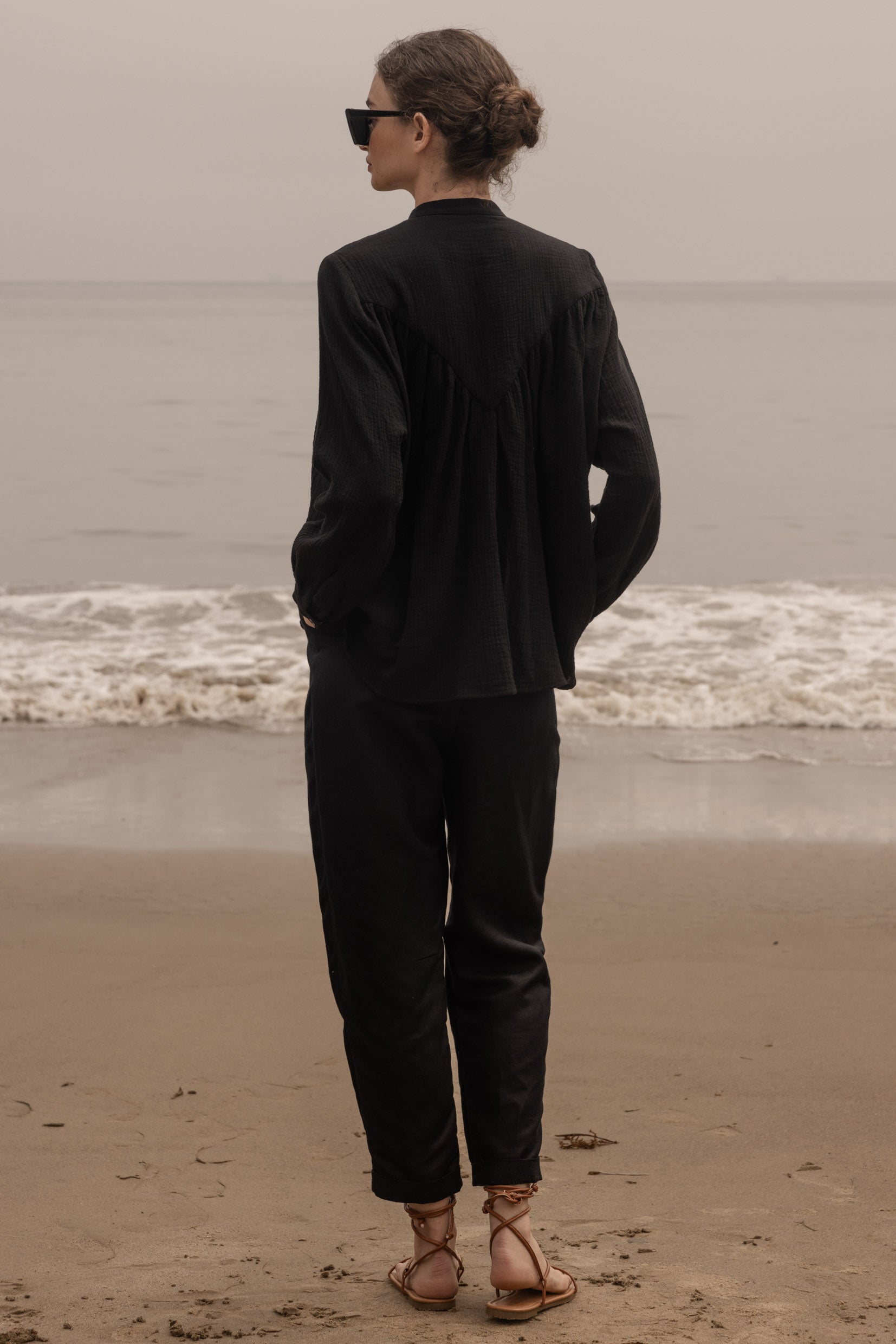 Boyfriend Pant - Black Linen - Heidi Merrick