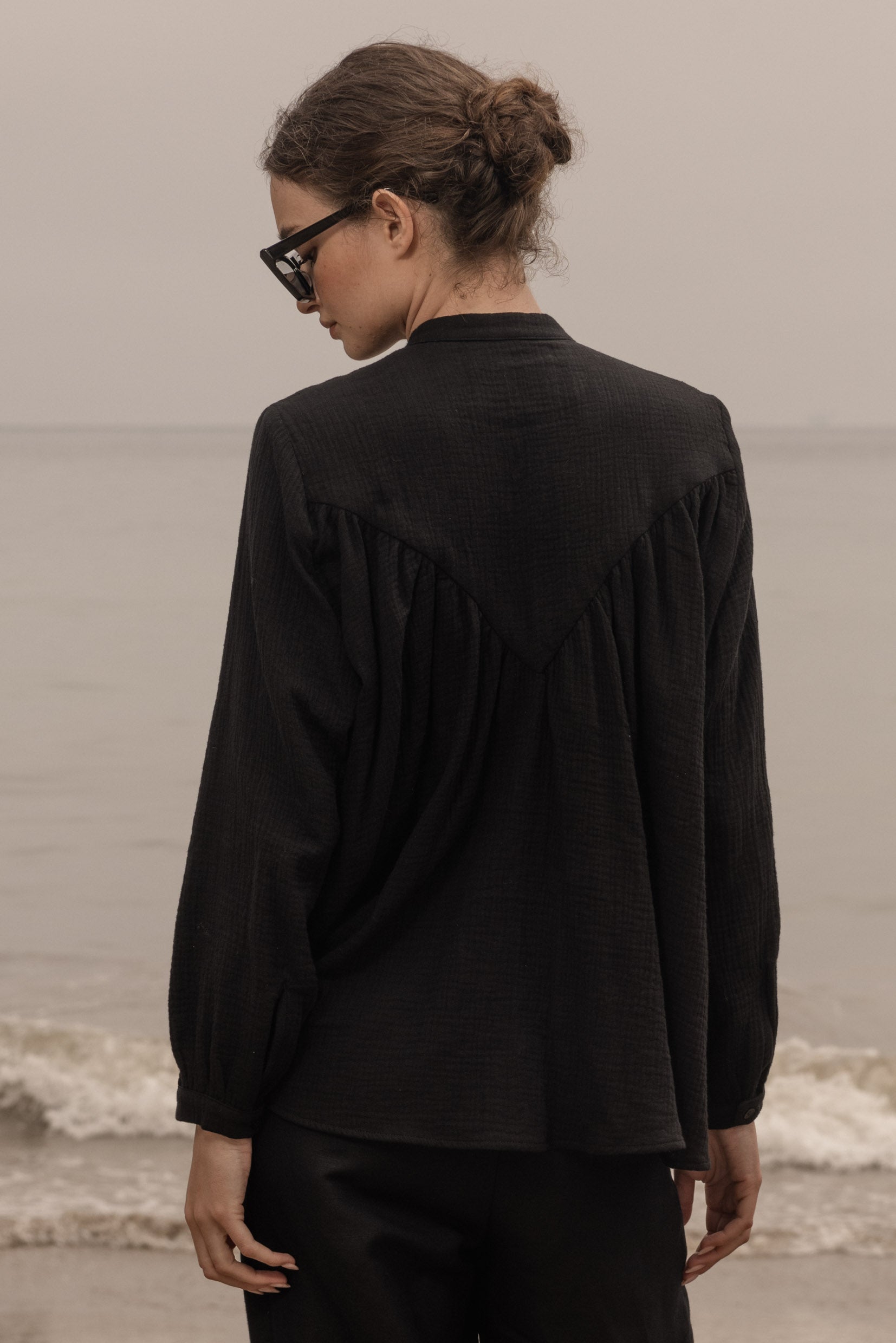 Isabelle Top - Black Gauze - Heidi Merrick