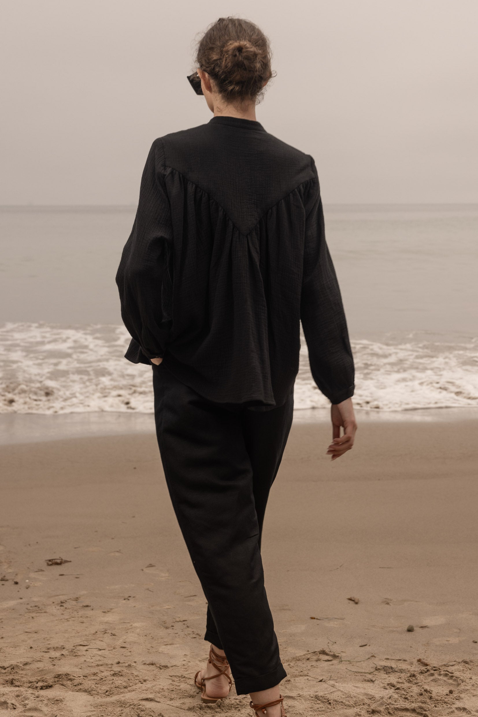 Boyfriend Pant - Black Linen - Heidi Merrick