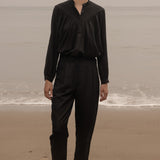 Boyfriend Pant - Black Linen - Heidi Merrick