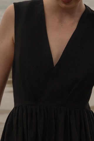 Corsica Dress - Noir Tissue Linen
