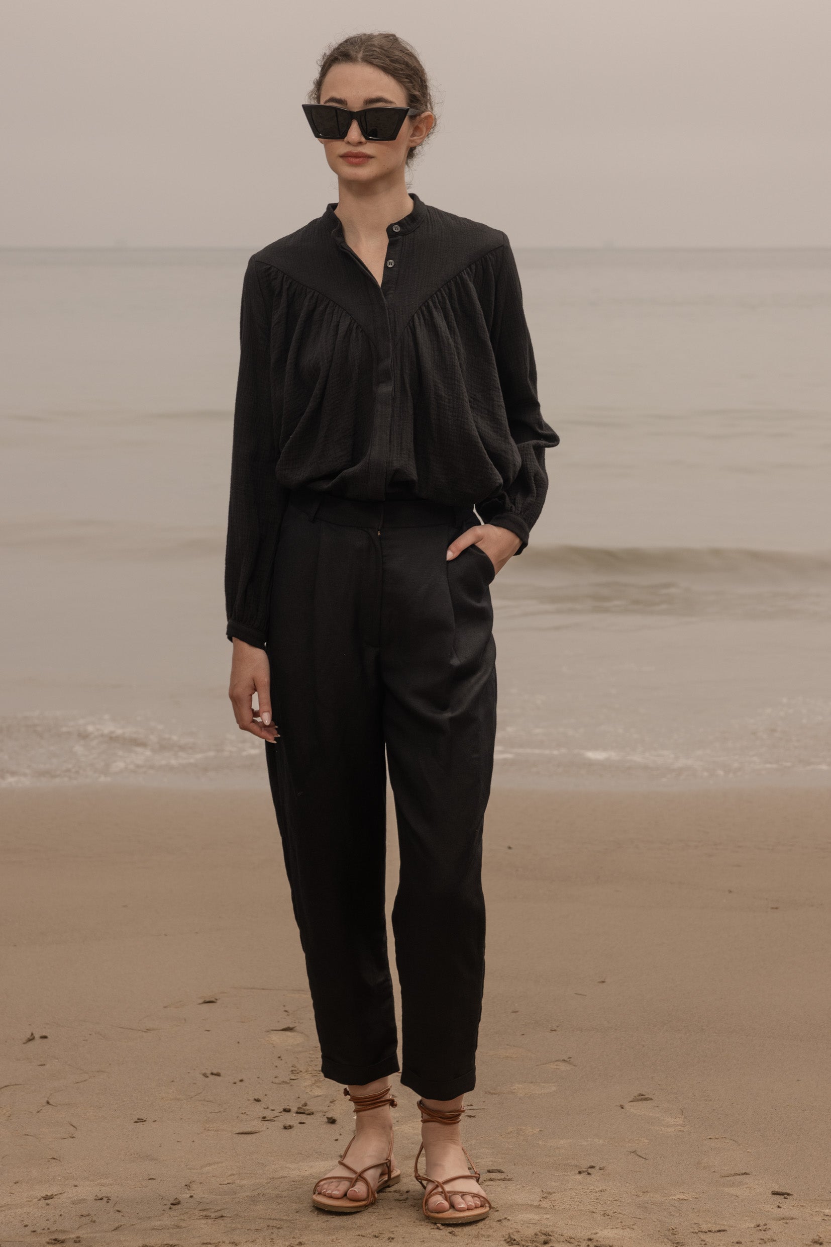 Boyfriend Pant - Black Linen - Heidi Merrick