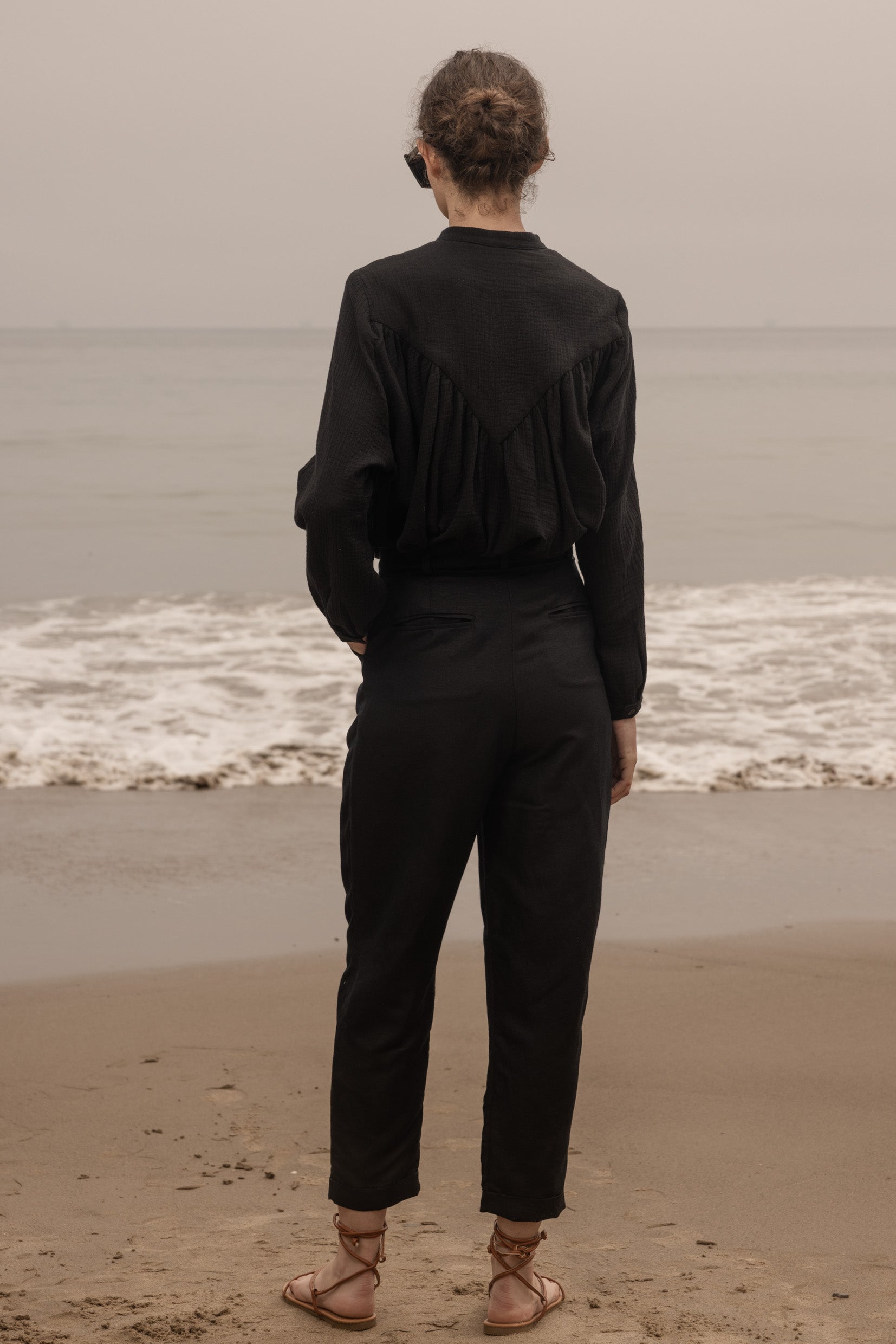 Boyfriend Pant - Black Linen - Heidi Merrick