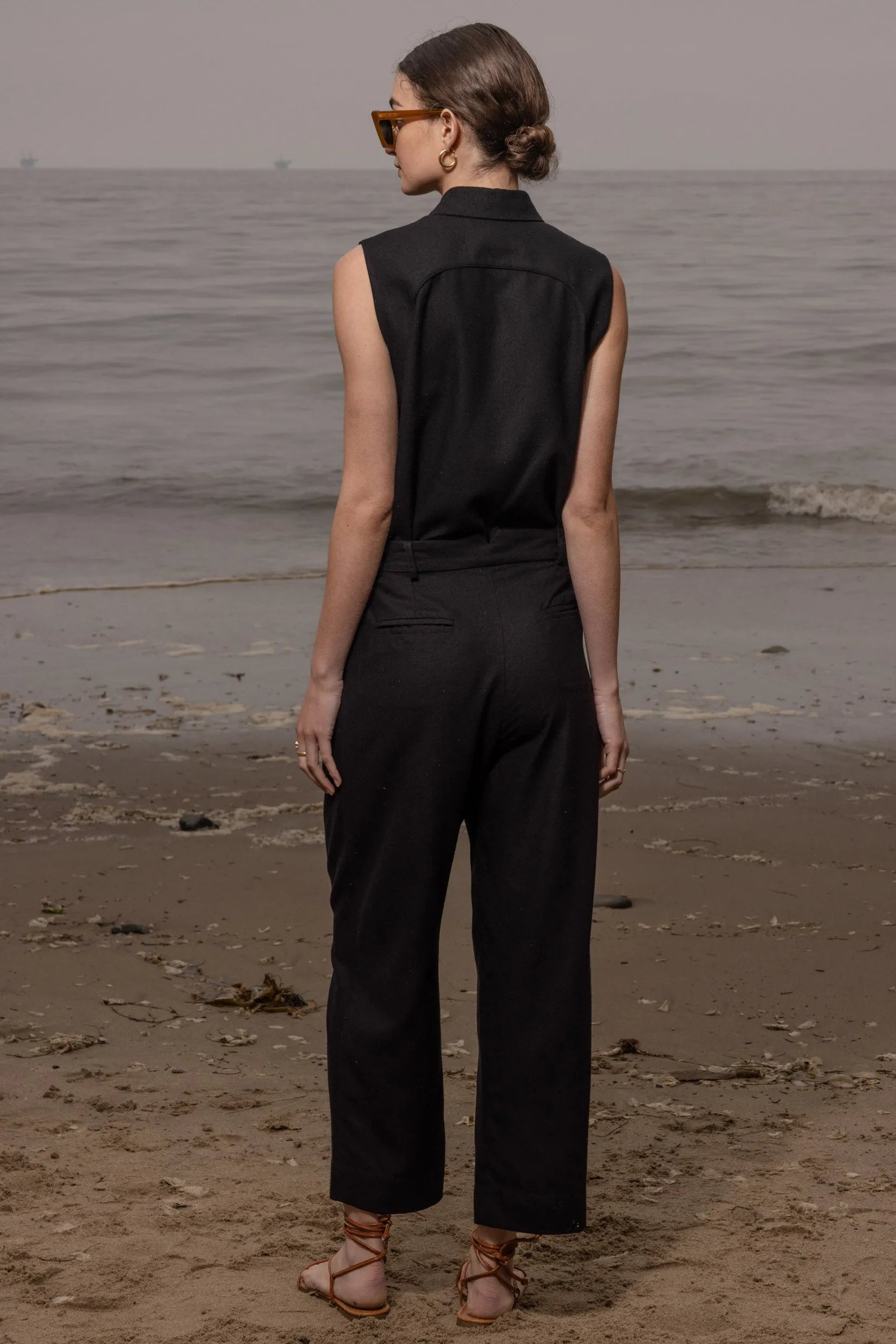 Baptise Pant - Noir Silk Noil - Heidi Merrick