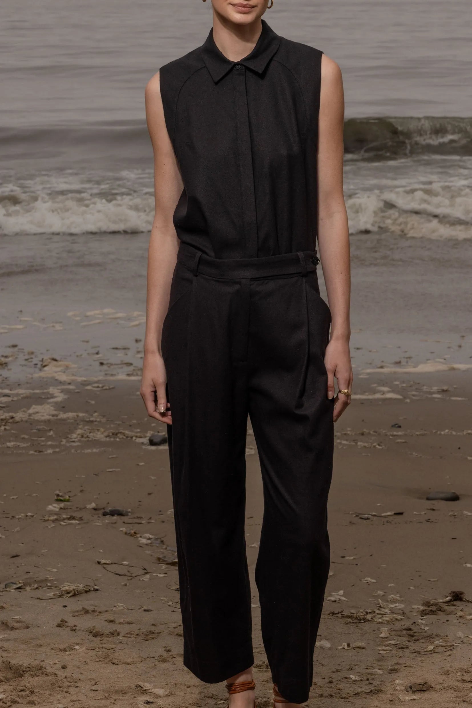 Baptise Pant - Noir Silk Noil - Heidi Merrick