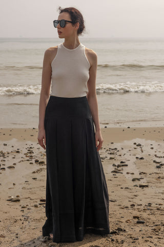 Marbella Skirt - Noir Tissue Linen