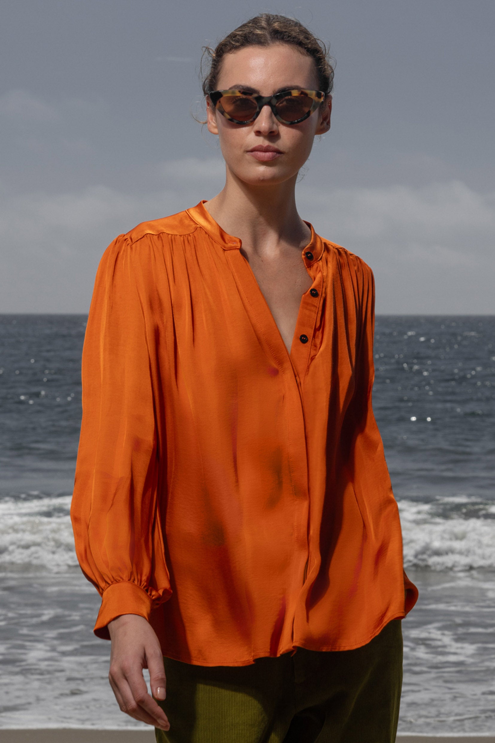 Farah Blouse - Flame - Heidi Merrick