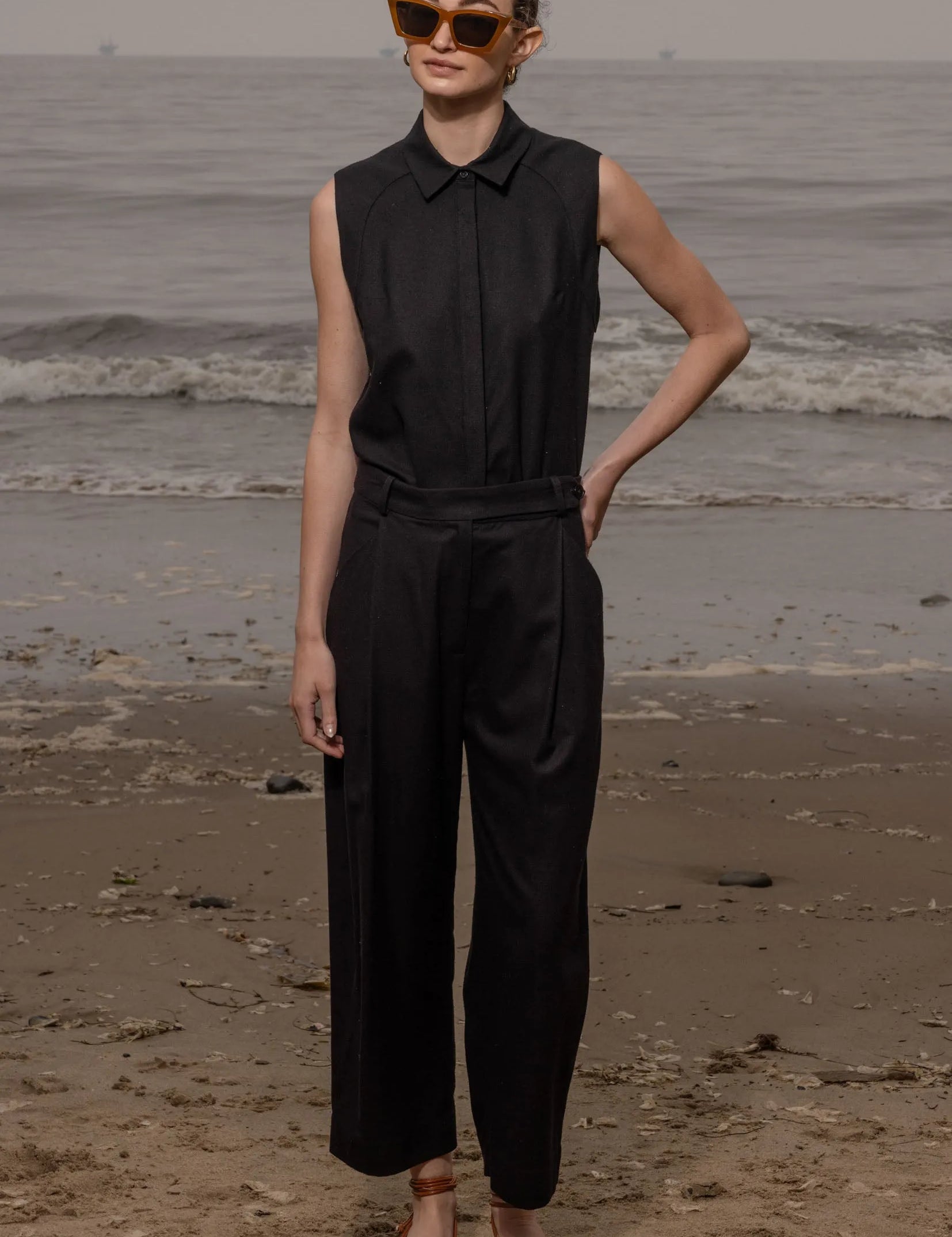 Rosie Top - Noir Silk Noil - Heidi Merrick
