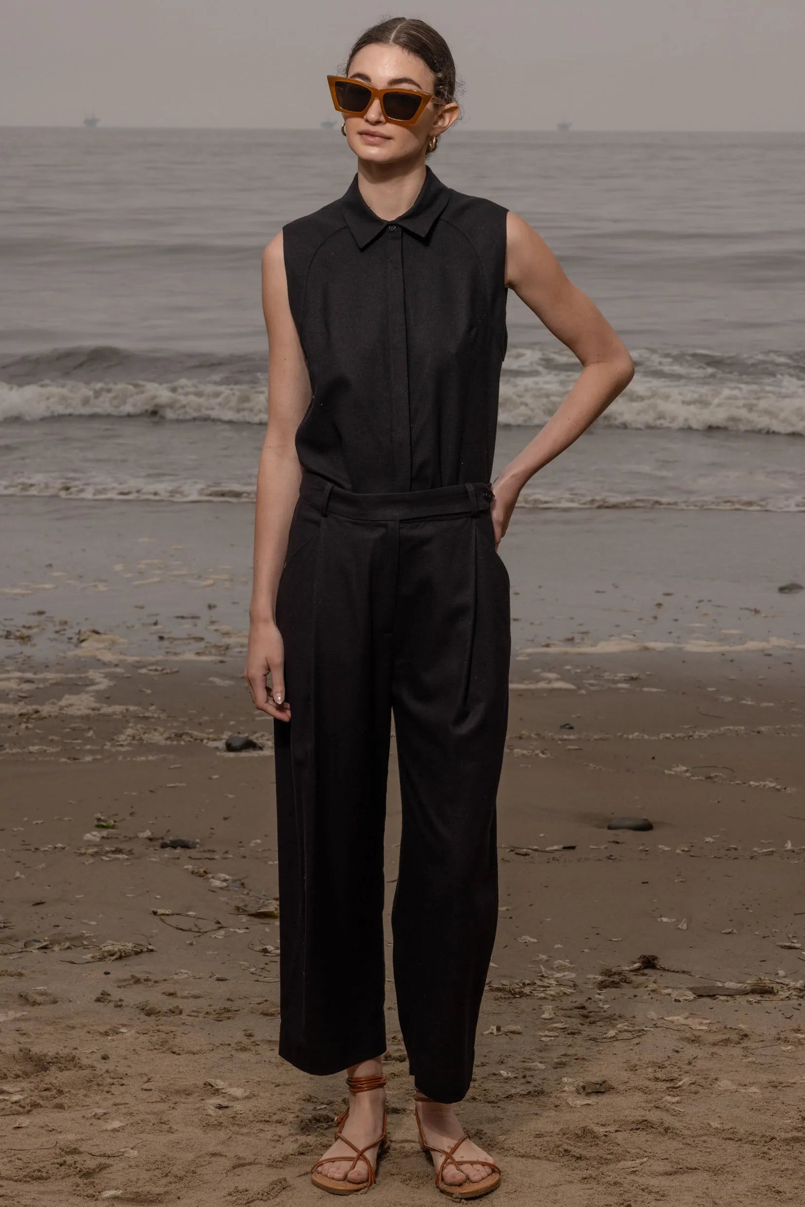 Rosie Top - Noir Silk Noil - Heidi Merrick