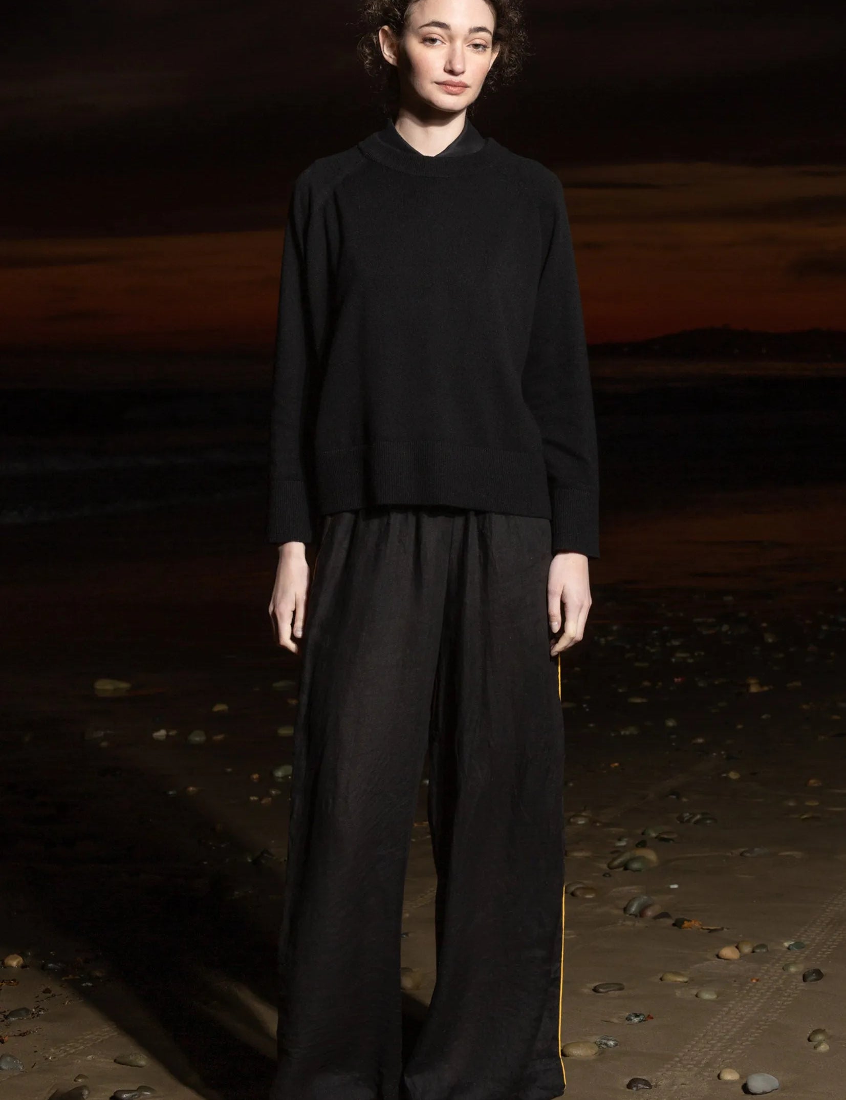 Sahara Pant - Noir Tissue Linen - Heidi Merrick