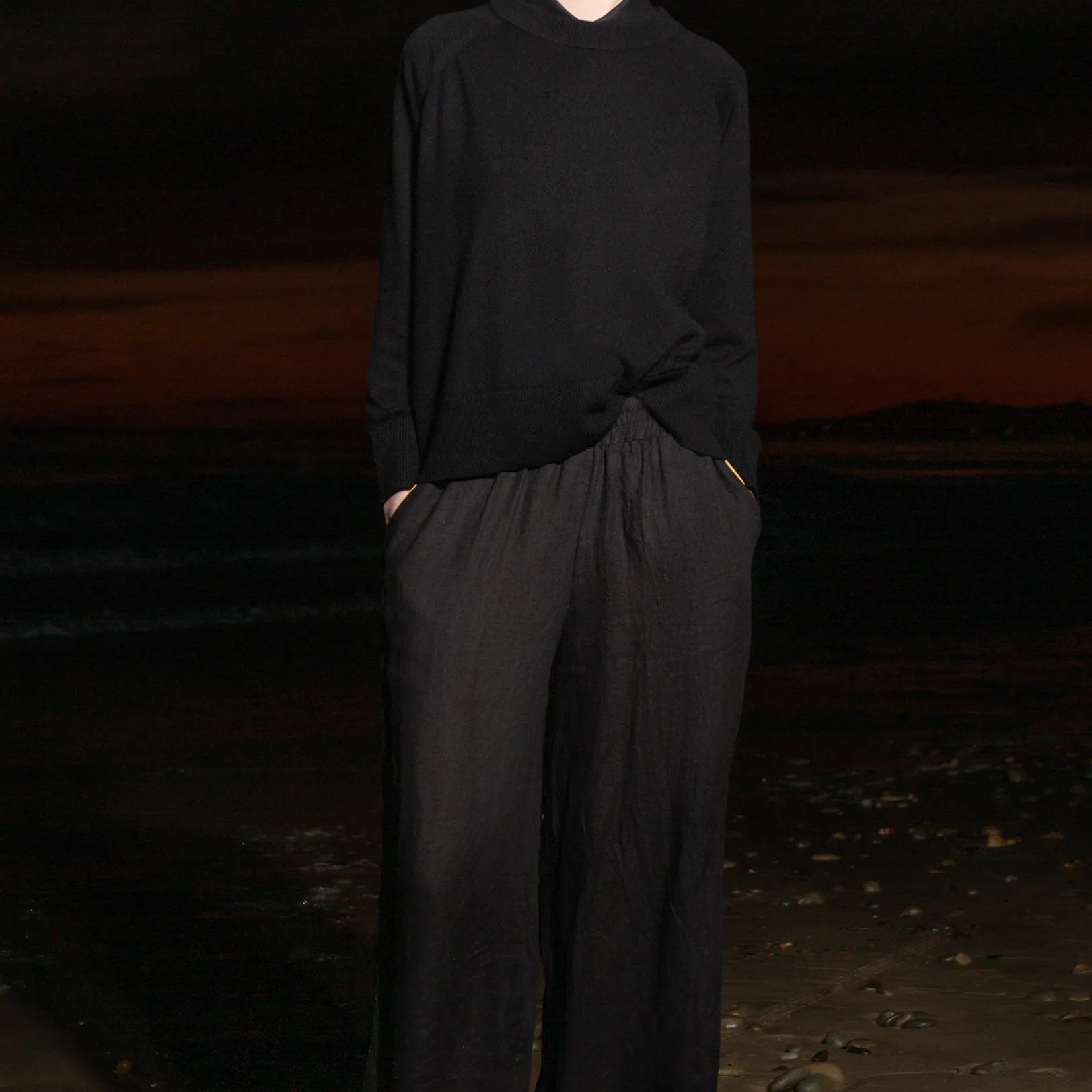 Sahara Pant - Noir Tissue Linen - Heidi Merrick