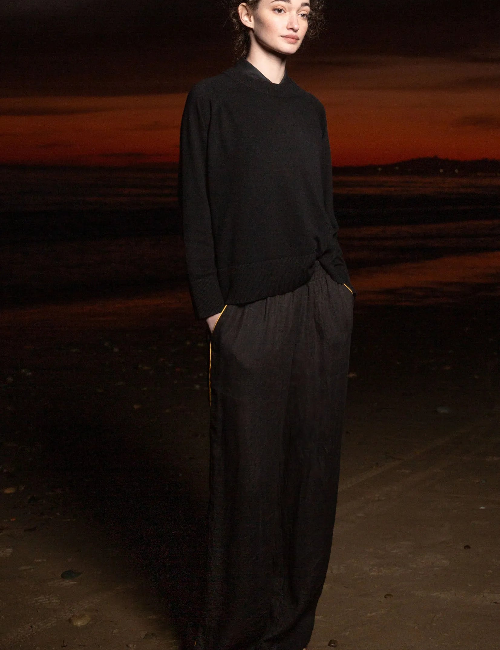 Sahara Pant - Noir Tissue Linen - Heidi Merrick