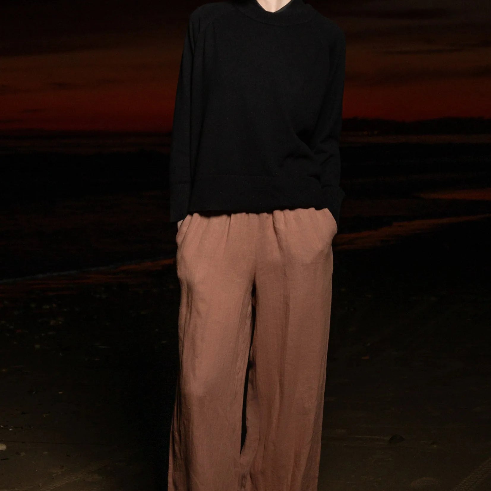 Sahara Pant - Sable Tissue Linen - Heidi Merrick