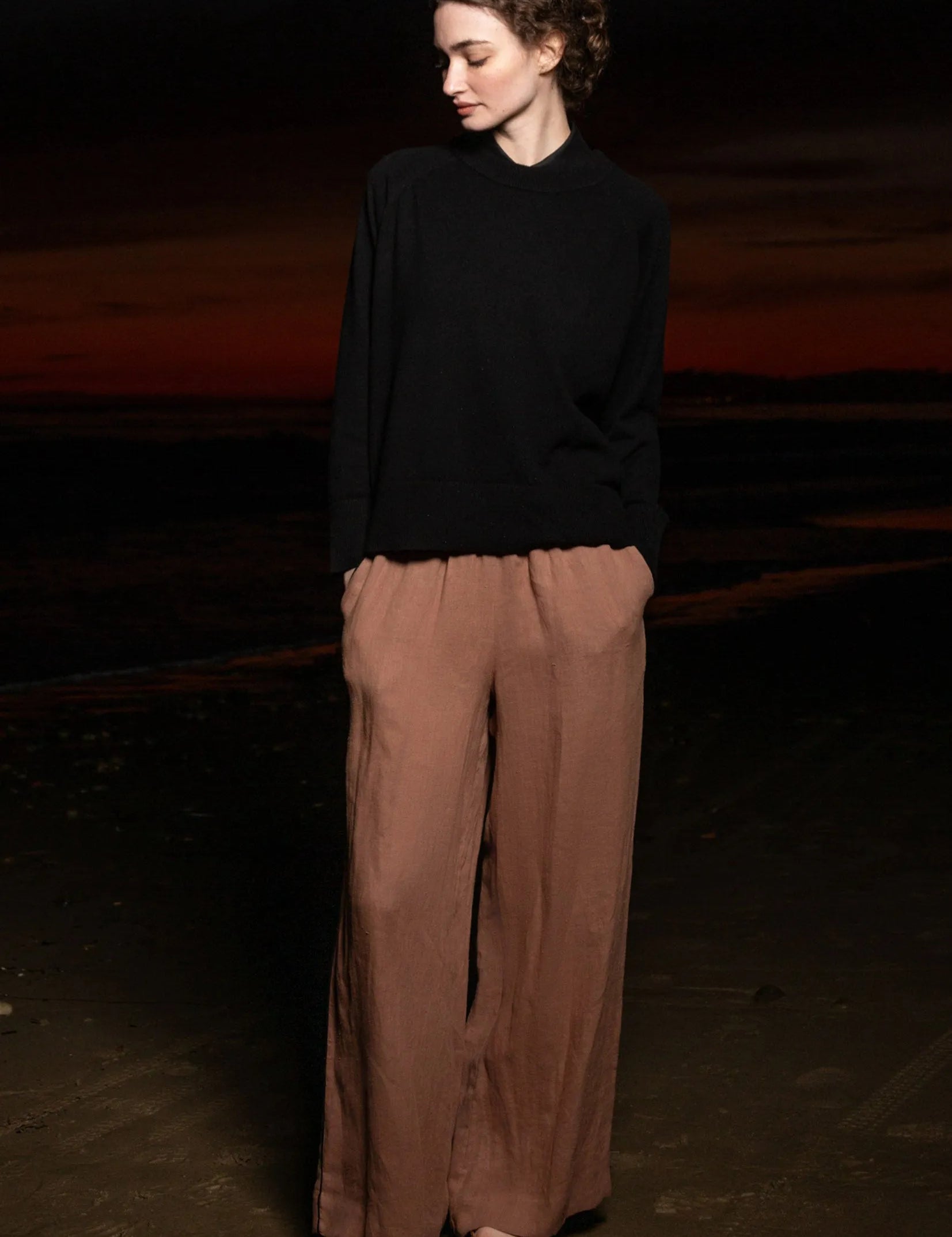 Sahara Pant - Sable Tissue Linen - Heidi Merrick