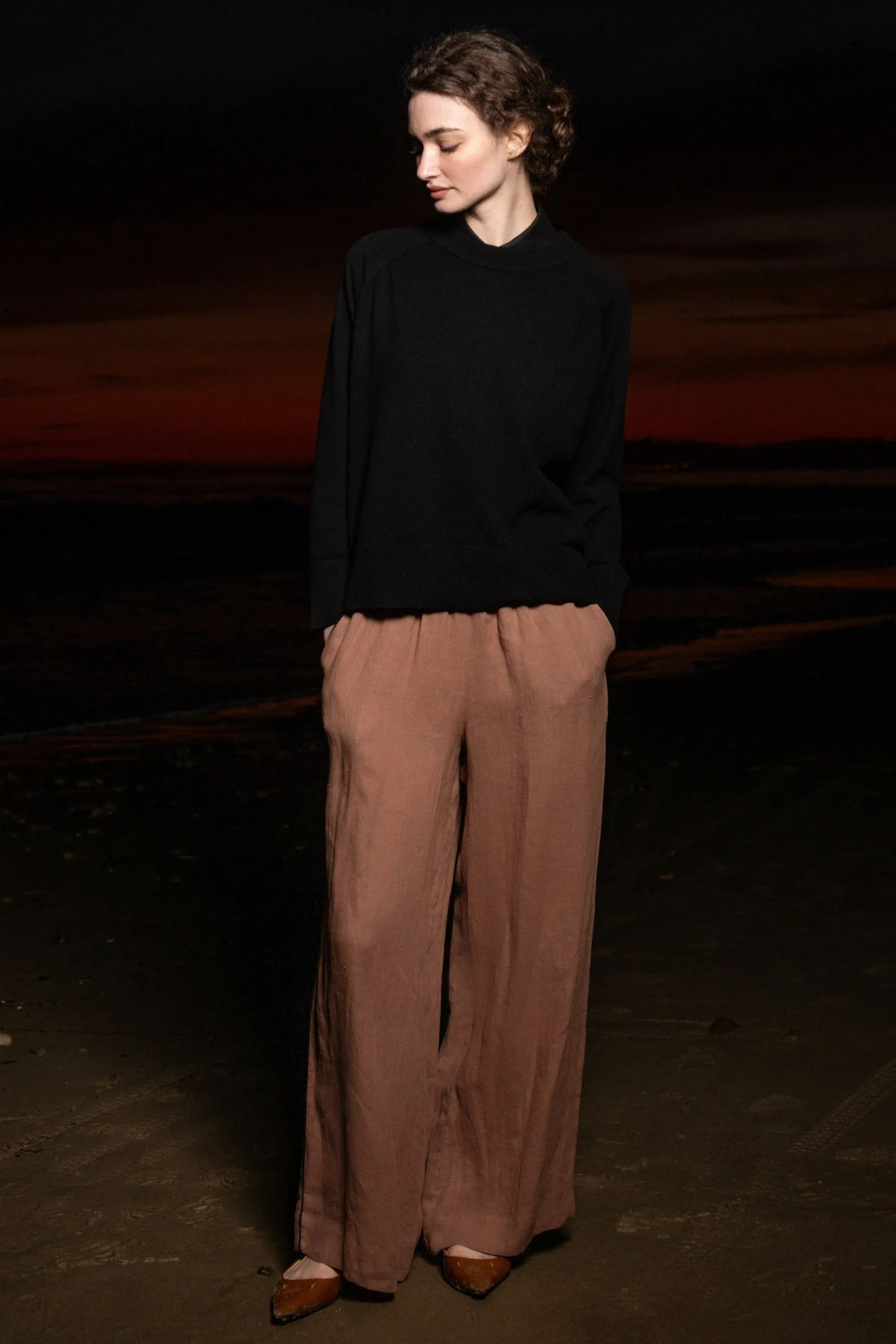 Sahara Pant - Sable Tissue Linen - Heidi Merrick