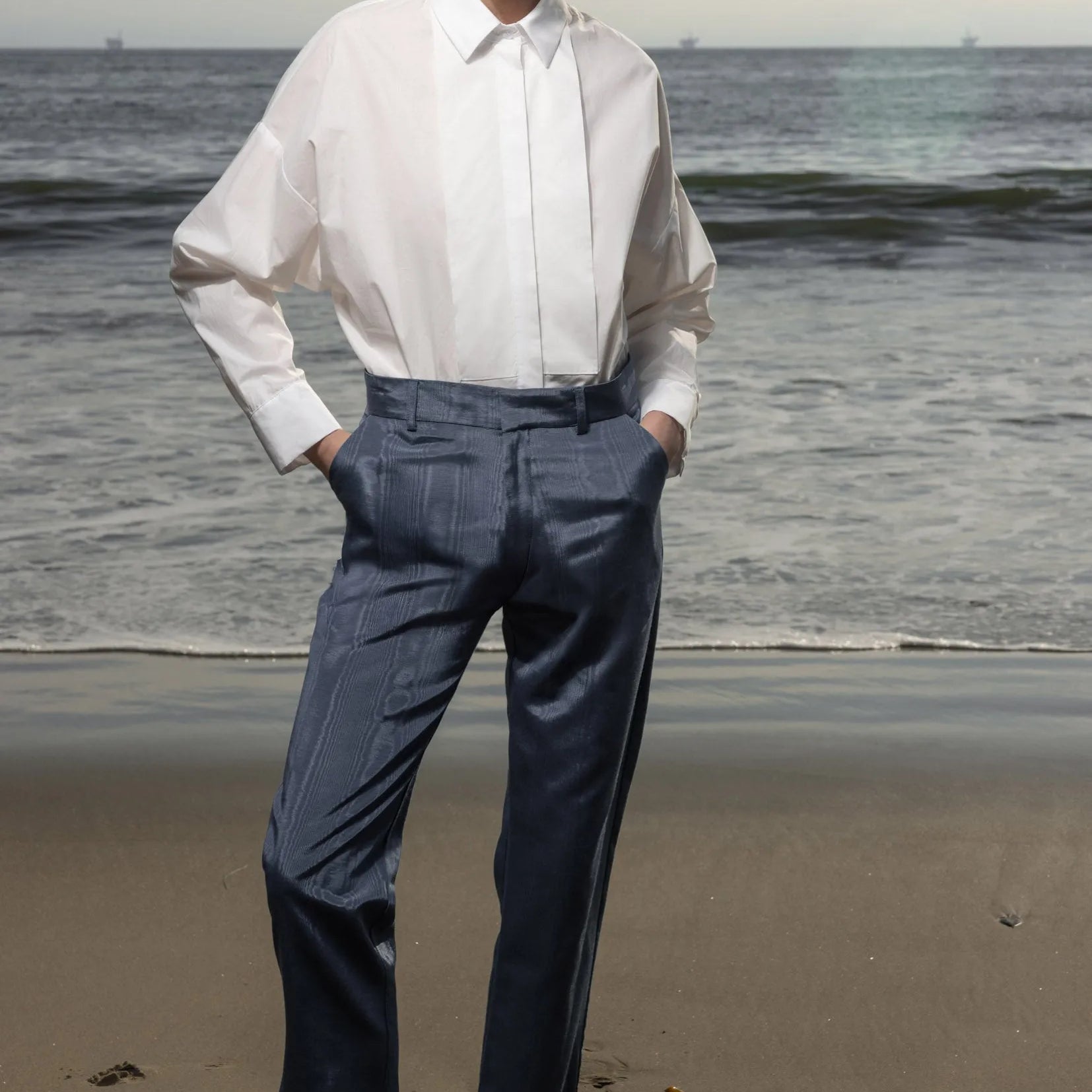Bruno Pant - Blue Moire - Heidi Merrick