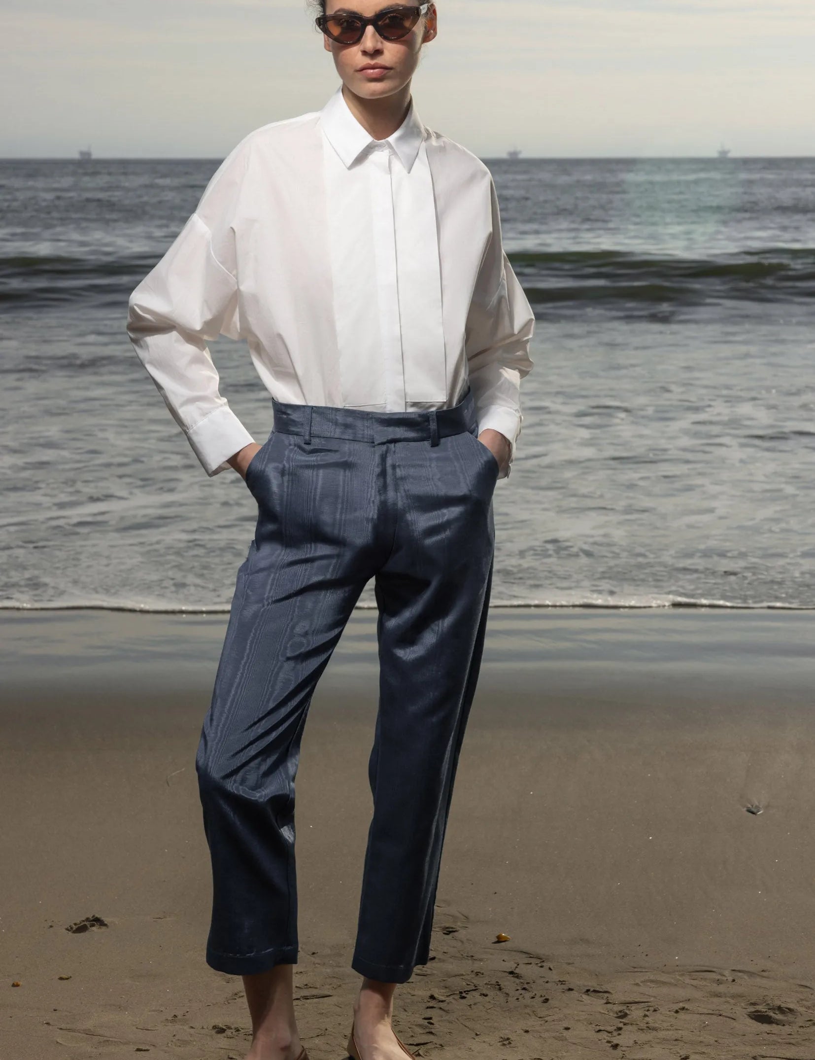 Bruno Pant - Blue Moire - Heidi Merrick
