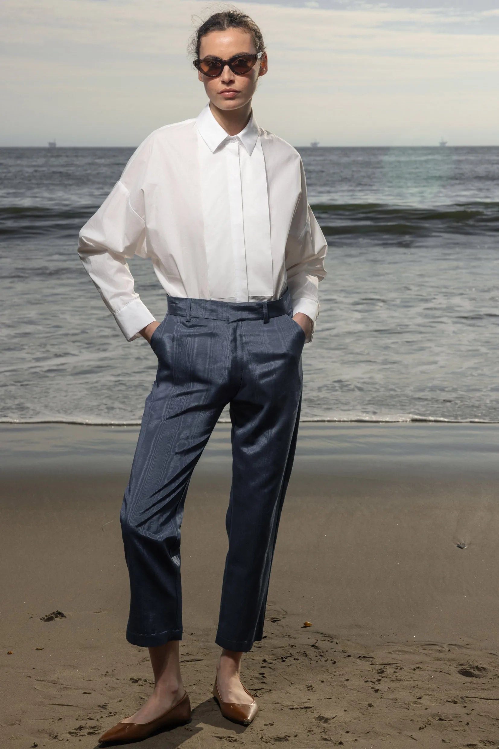 Bruno Pant - Blue Moire - Heidi Merrick