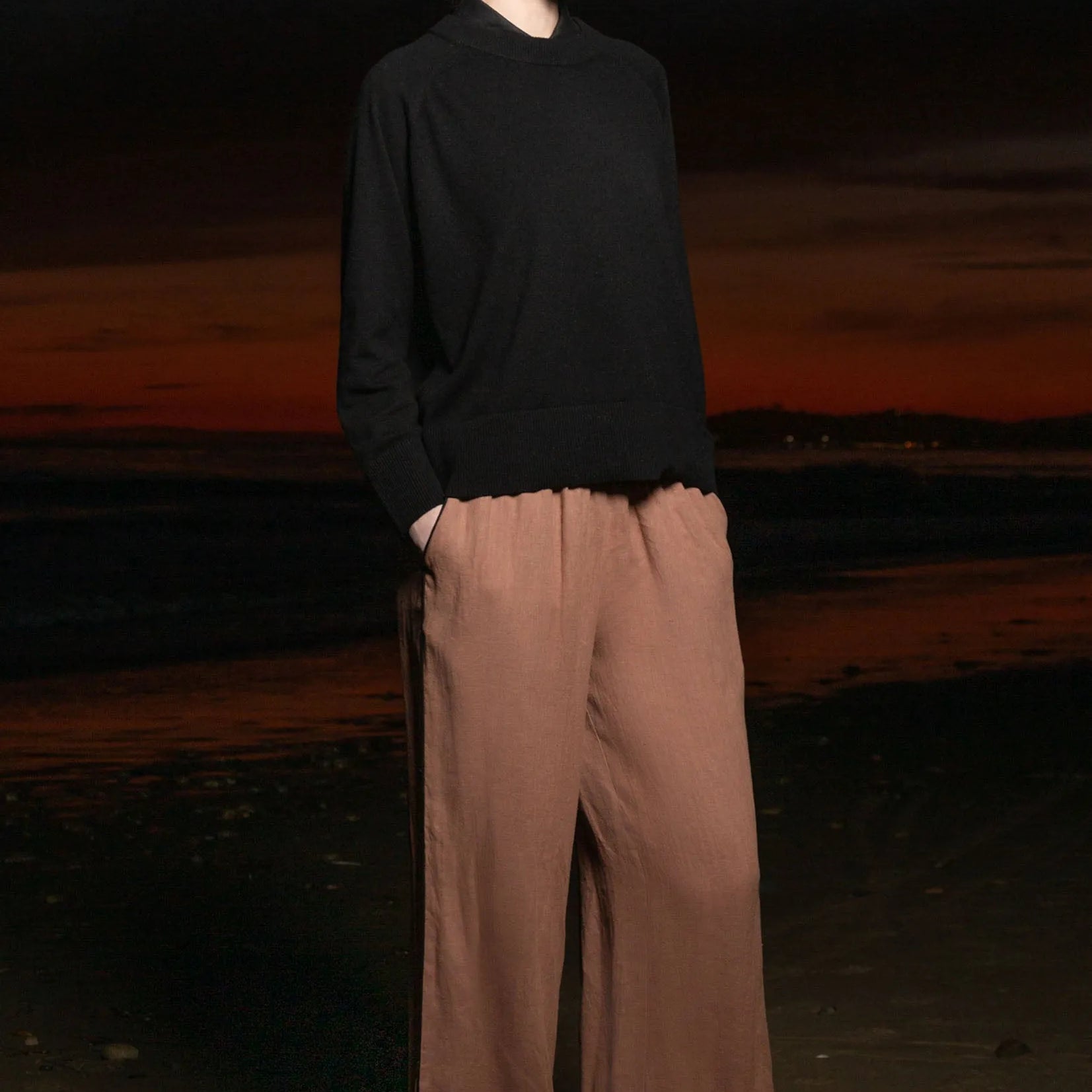 Sahara Pant - Sable Tissue Linen - Heidi Merrick