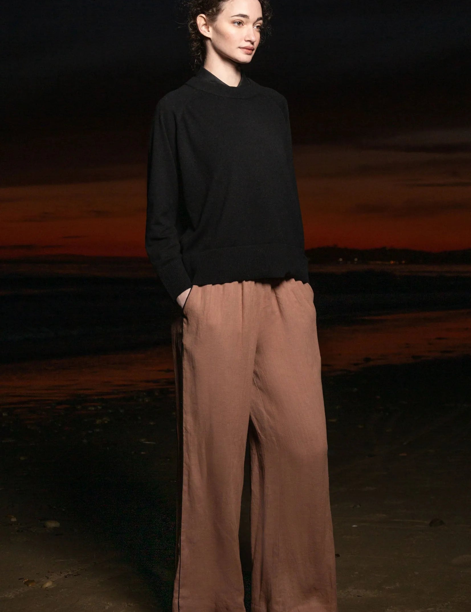 Sahara Pant - Sable Tissue Linen - Heidi Merrick