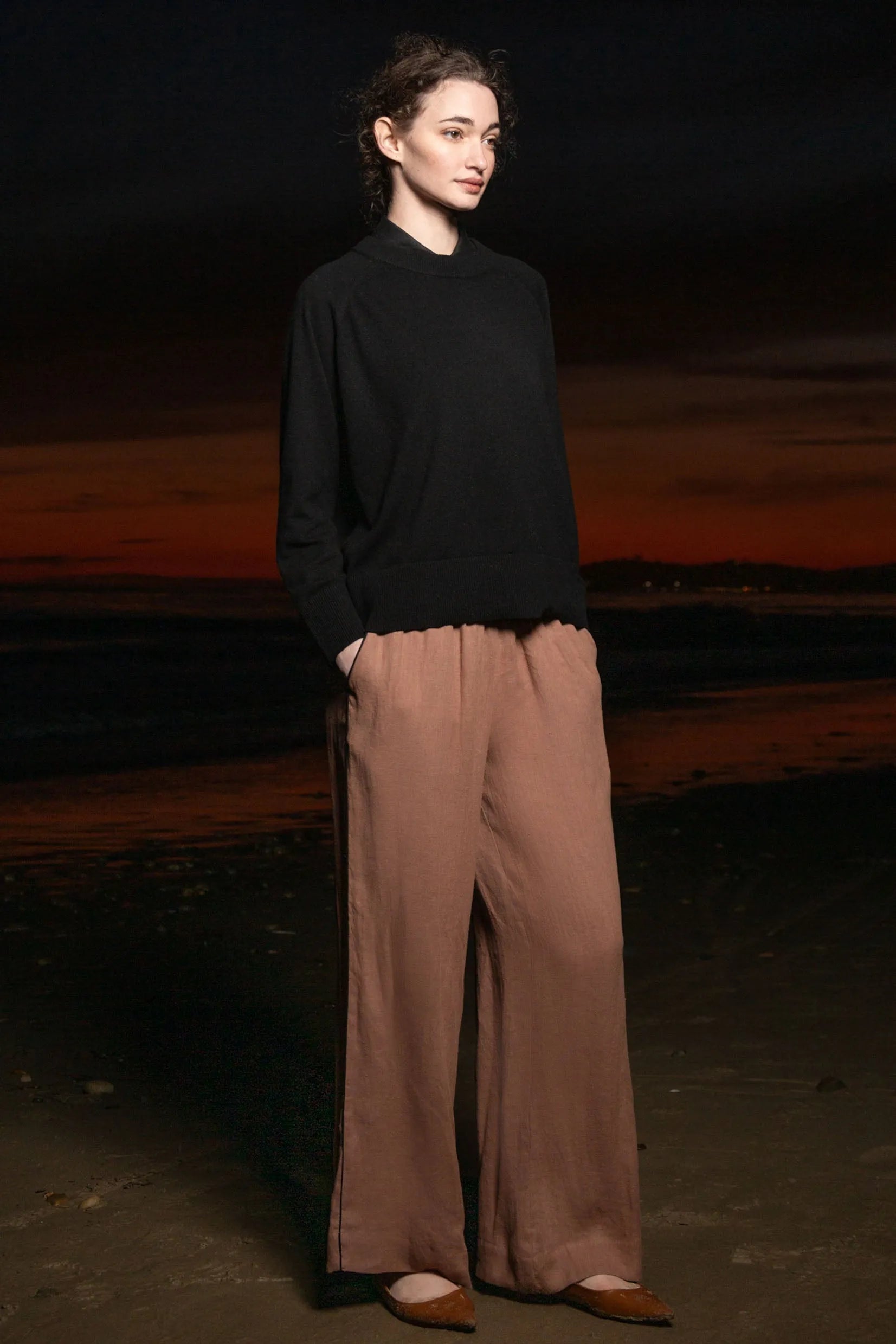 Sahara Pant - Sable Tissue Linen - Heidi Merrick