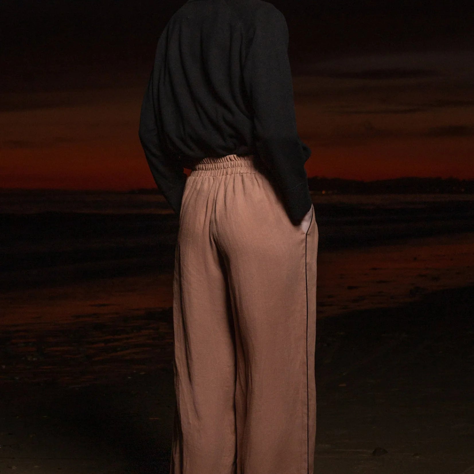 Sahara Pant - Sable Tissue Linen - Heidi Merrick