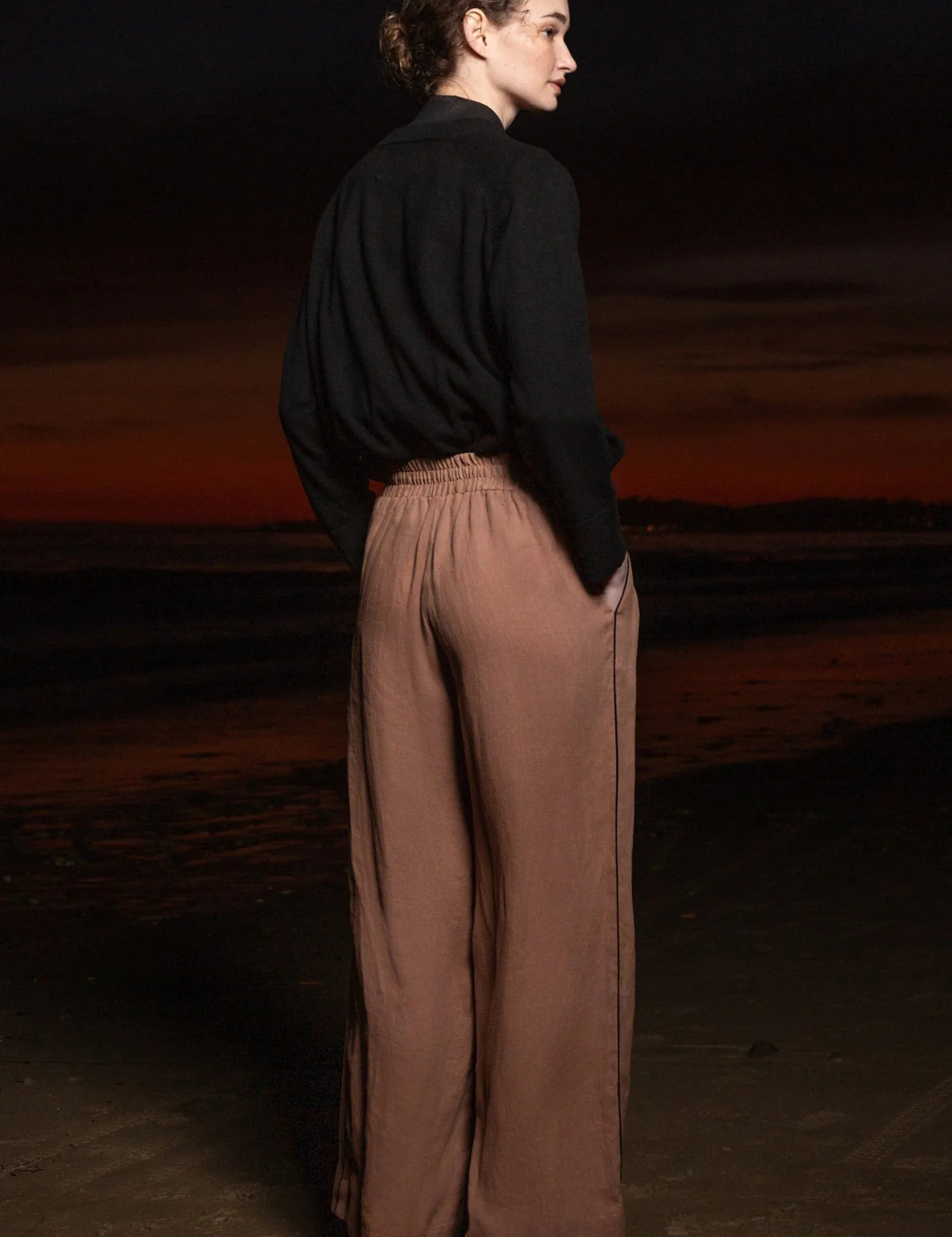 Sahara Pant - Sable Tissue Linen - Heidi Merrick