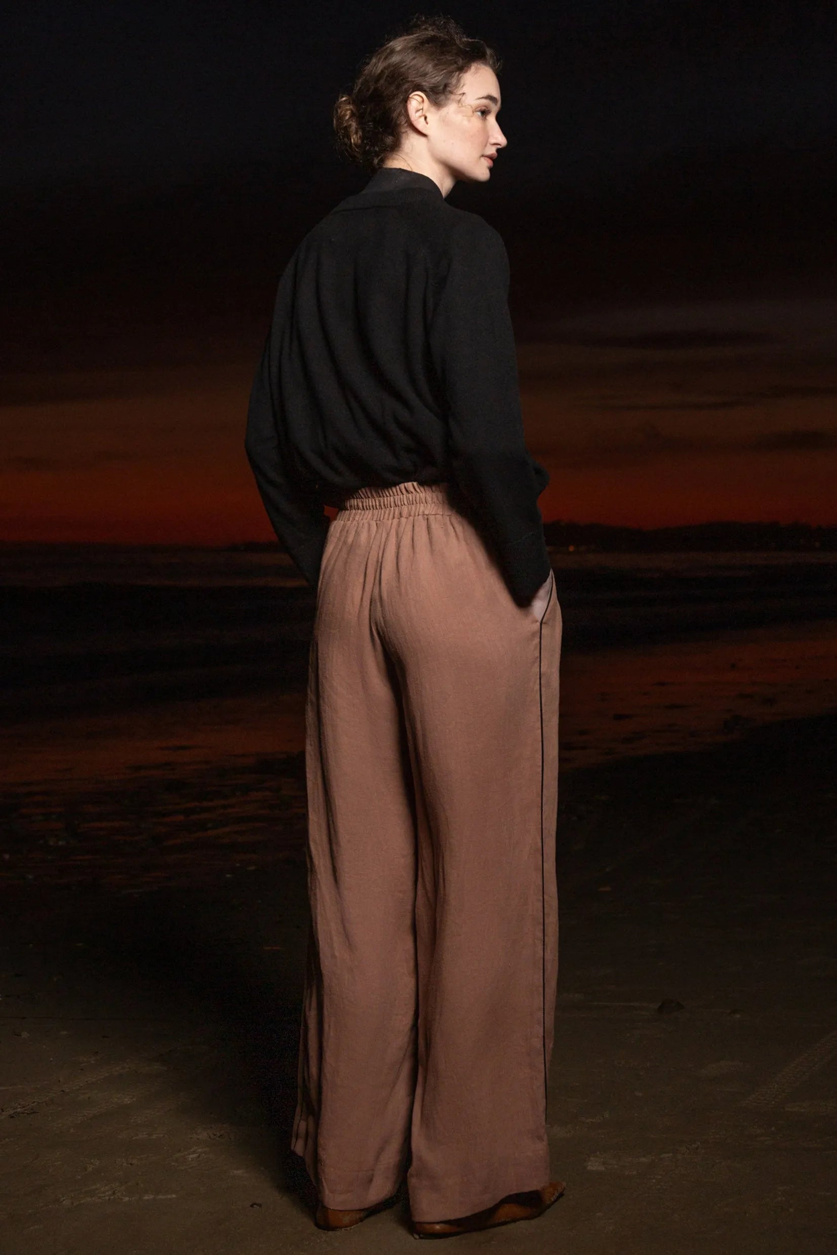 Sahara Pant - Sable Tissue Linen - Heidi Merrick