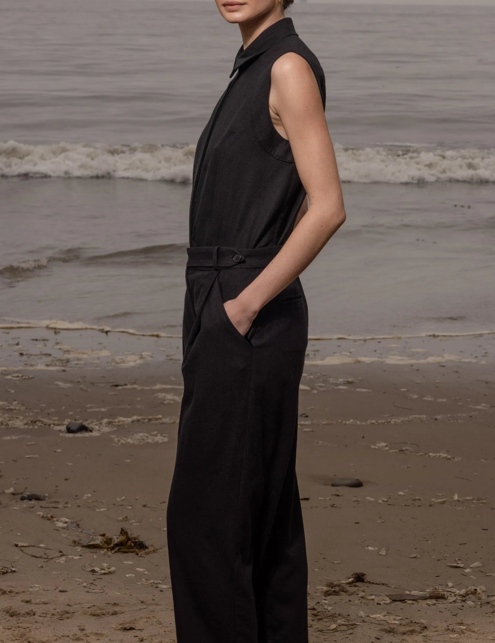 Baptise Pant - Noir Silk Noil - Heidi Merrick