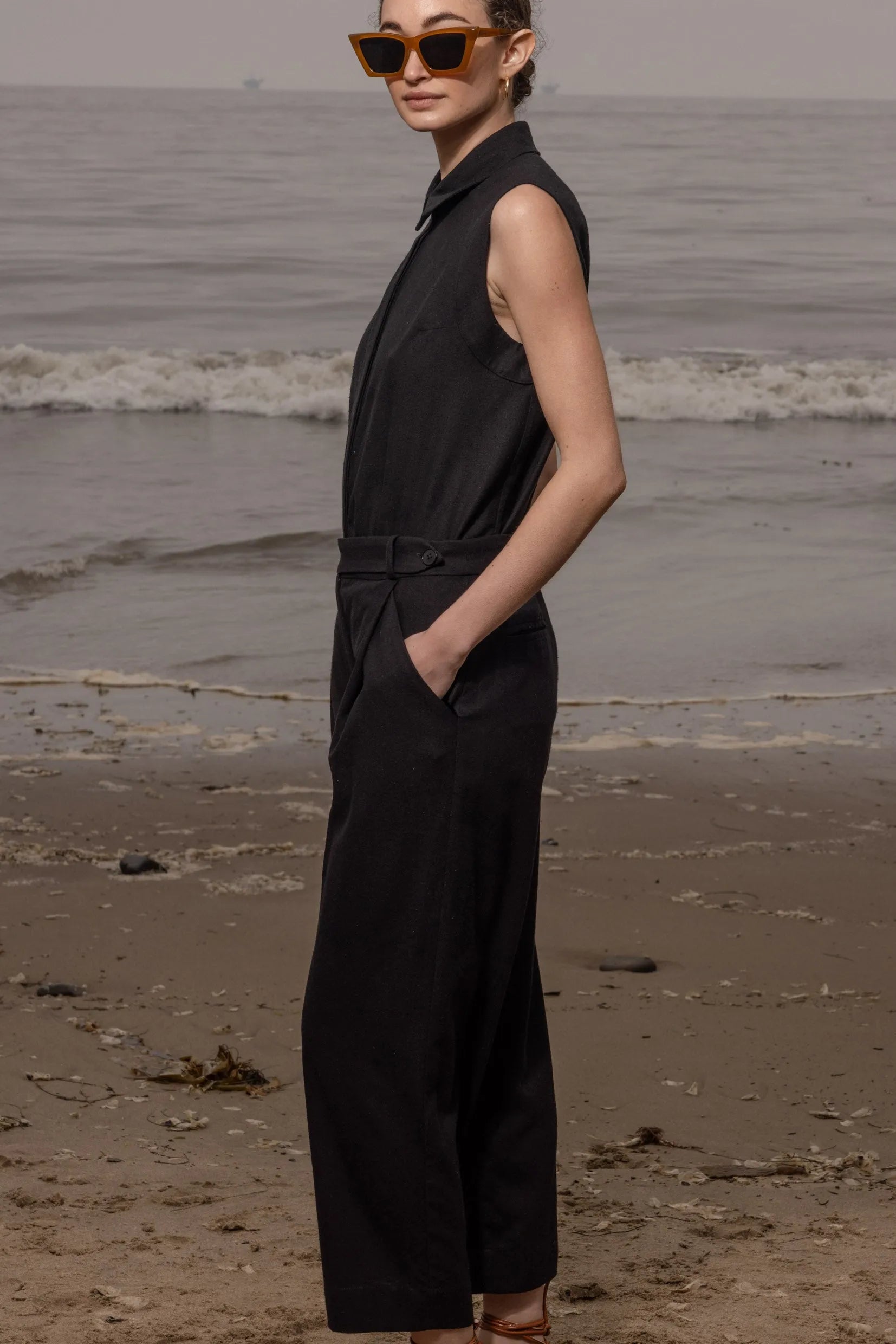 Baptise Pant - Noir Silk Noil - Heidi Merrick