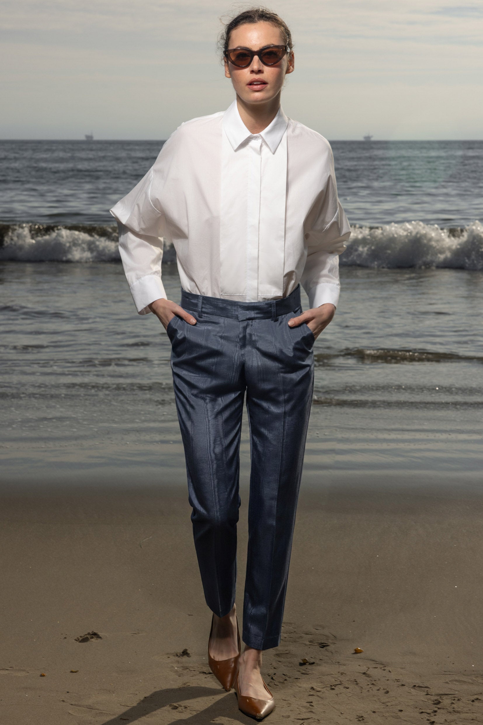 Bruno Pant - Blue Moire - Heidi Merrick