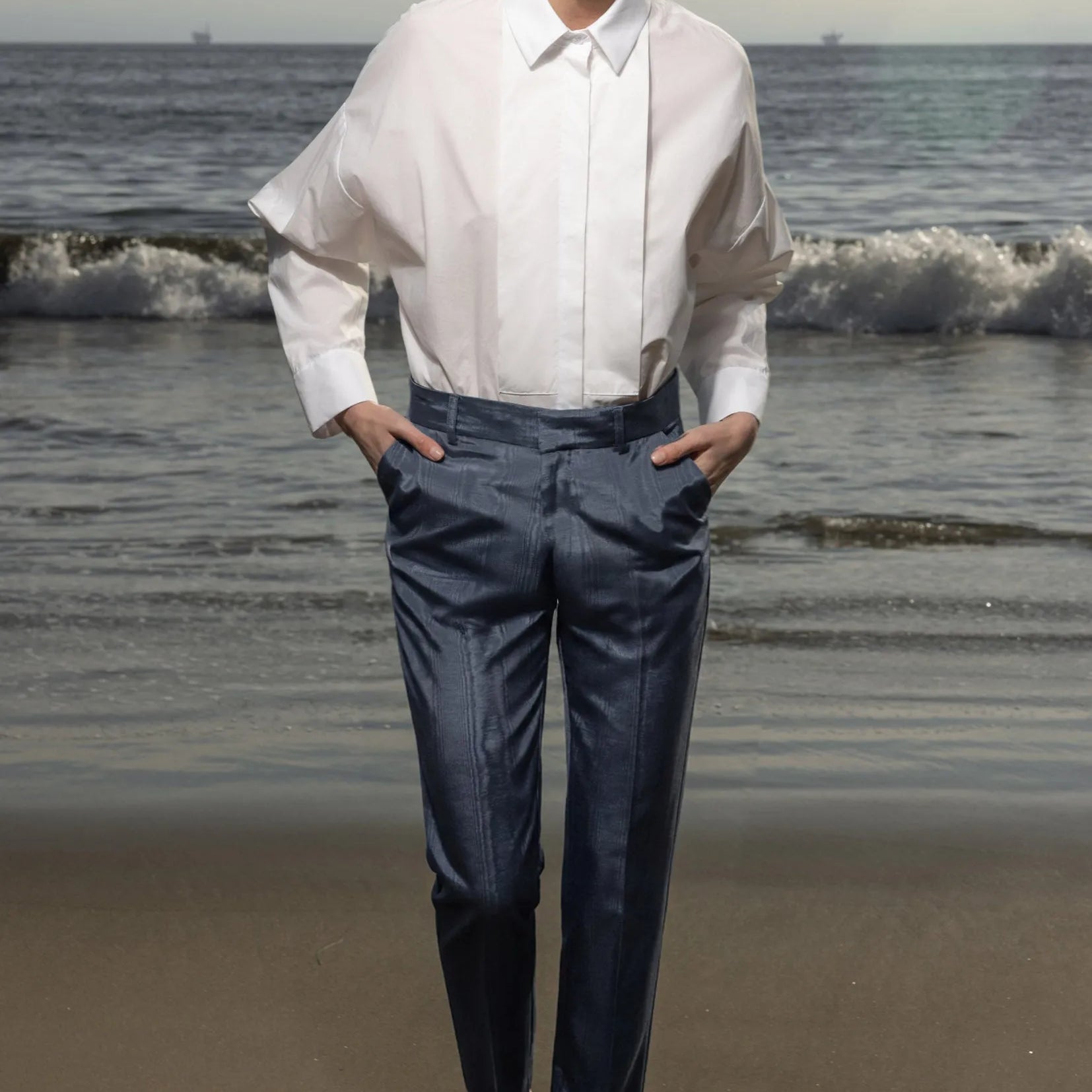 Bruno Pant - Blue Moire - Heidi Merrick