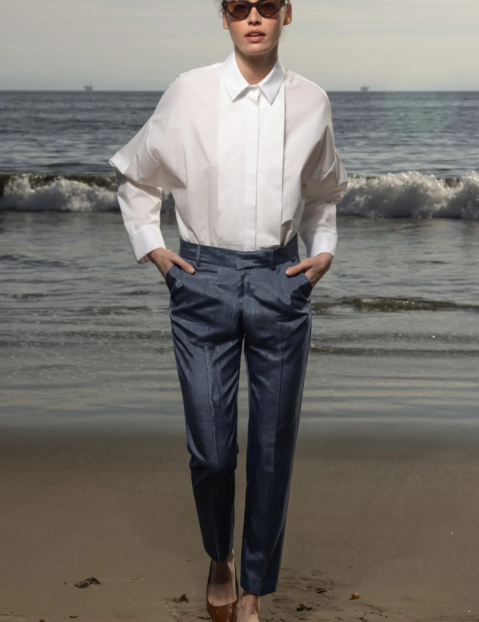 Bruno Pant - Blue Moire - Heidi Merrick
