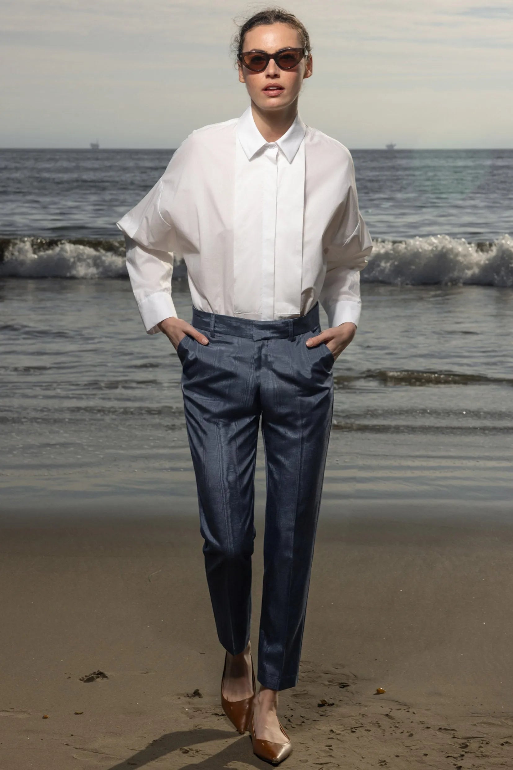 Bruno Pant - Blue Moire - Heidi Merrick