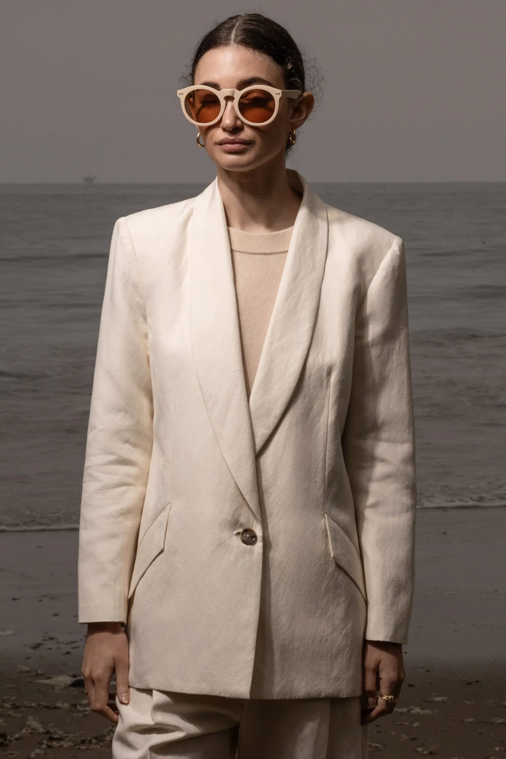 Zelda Blazer - Ivory Silk & Hemp - Heidi Merrick