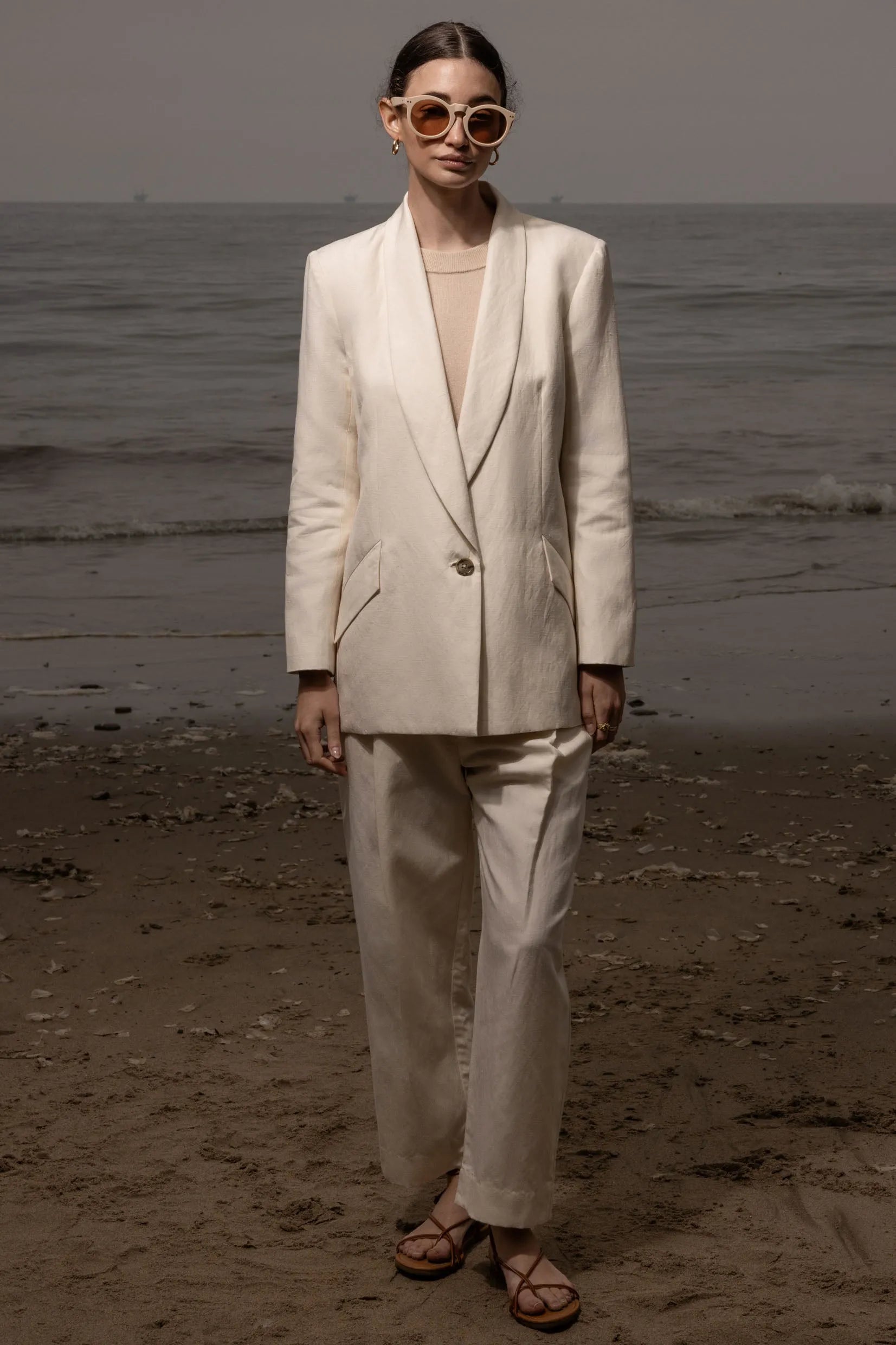 Zelda Blazer - Ivory Silk & Hemp - Heidi Merrick