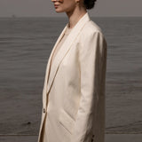 Zelda Blazer - Ivory Silk & Hemp - Heidi Merrick