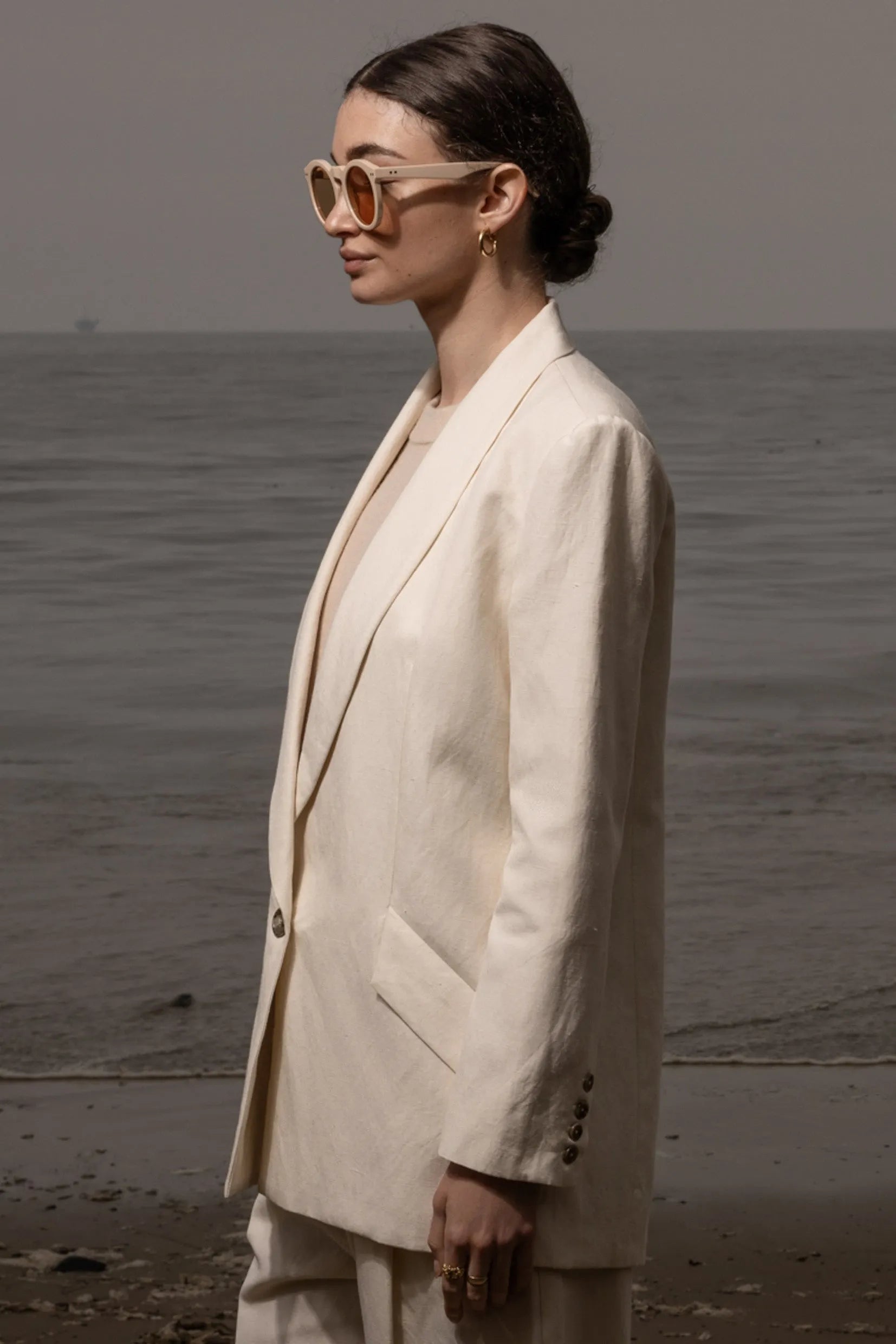 Zelda Blazer - Ivory Silk & Hemp - Heidi Merrick