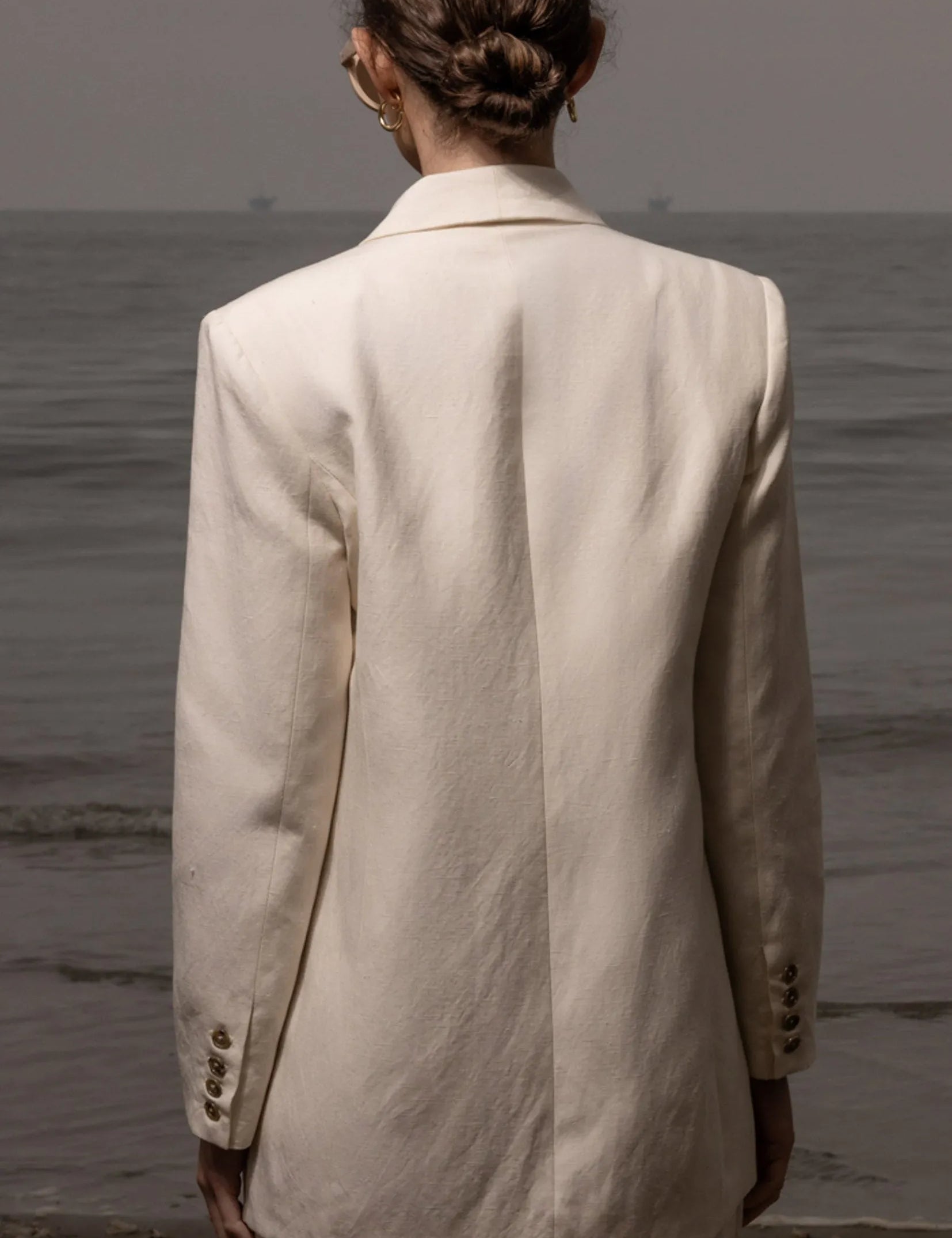 Zelda Blazer - Ivory Silk & Hemp - Heidi Merrick